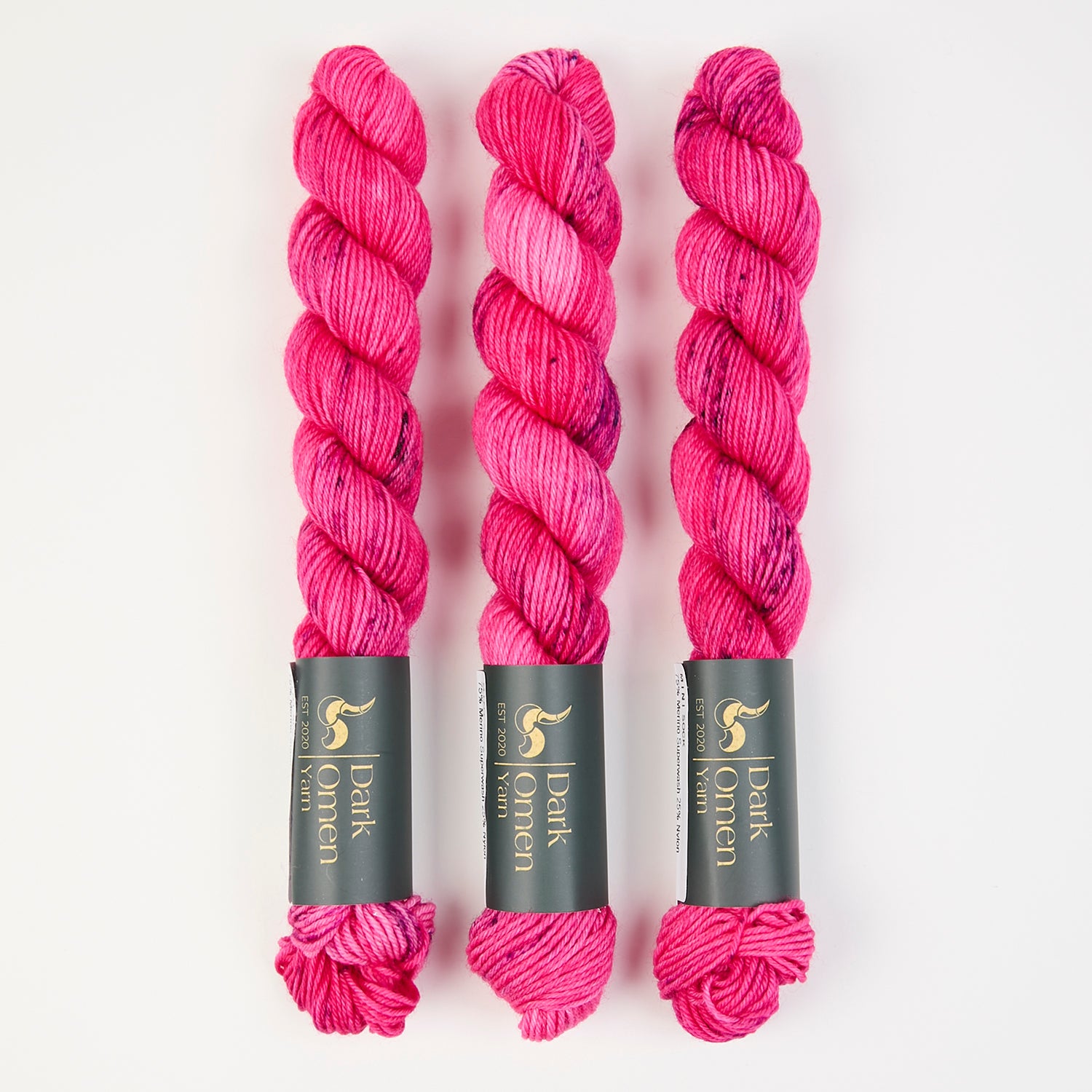 Dark Omen Yarn MERINO SOCK MINI - SAXOPHONE SOLO Merino wool Nylon Fingering fuchsia pink Yarn