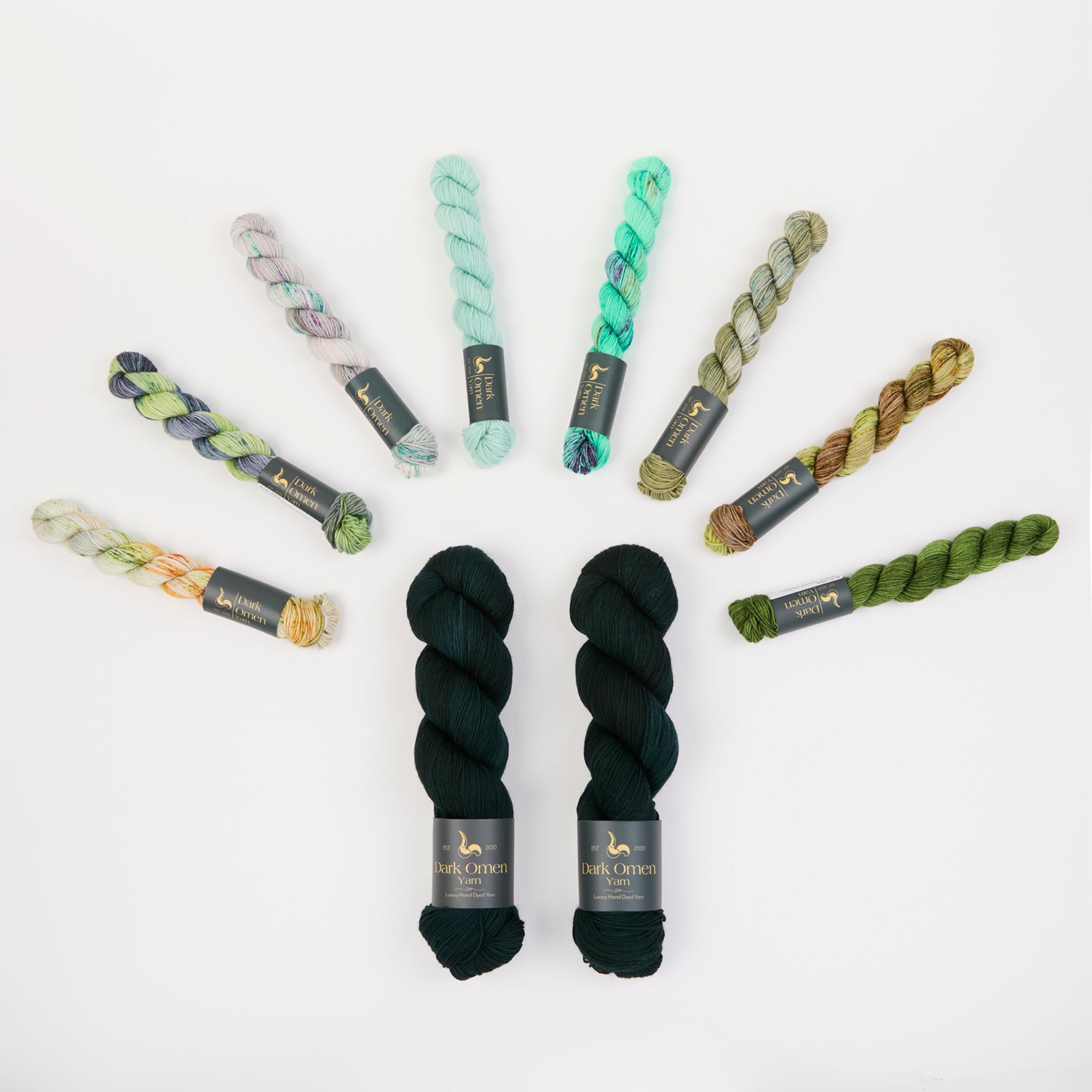 Dark Omen Yarn GREEN BRICKS Fingering Quick Kits