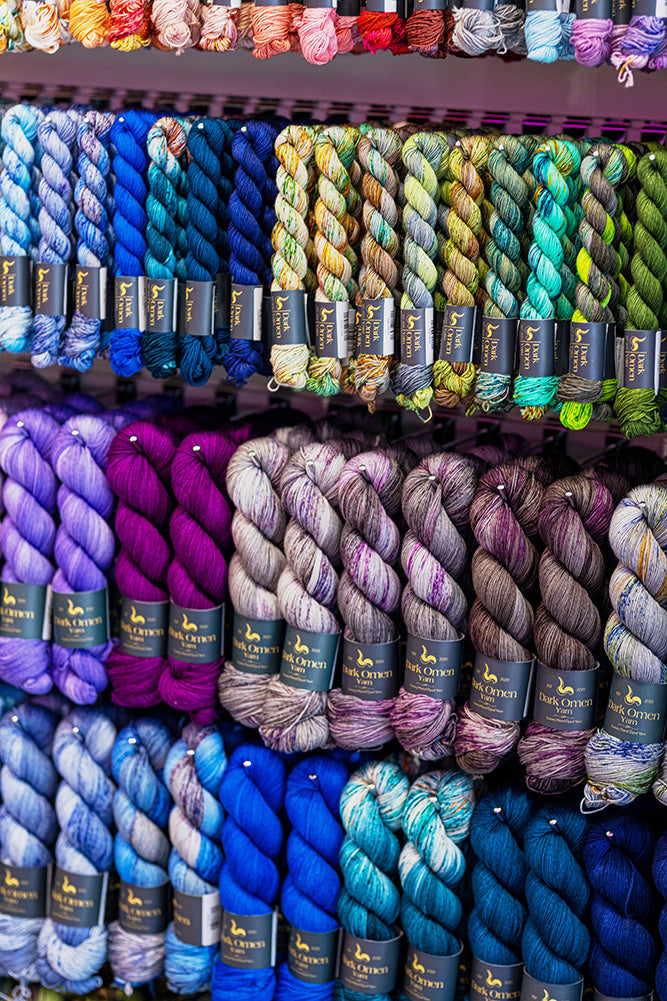 This image shows a close-up of the yarn layout at the new Stephen & Penelope location in Amsterdam. 