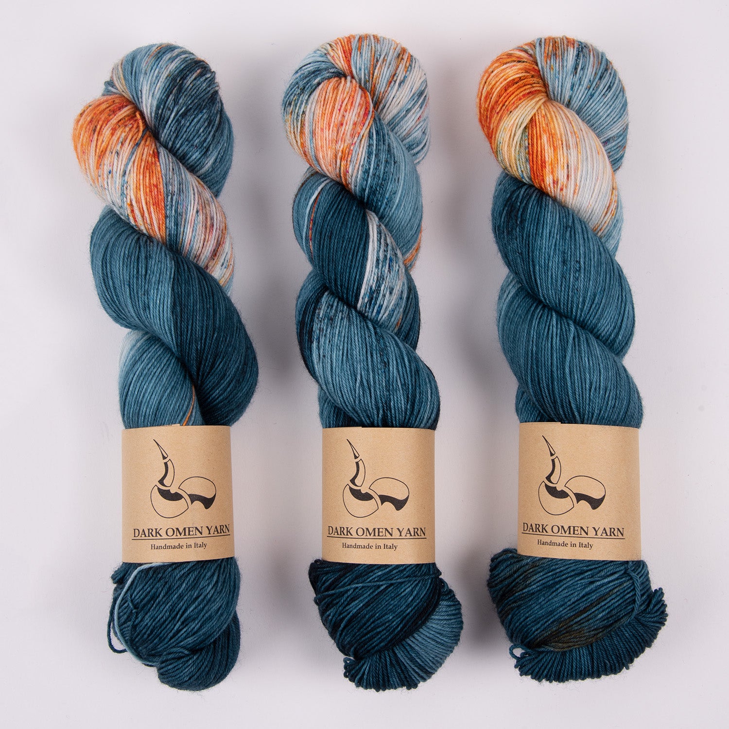 Dark Omen Yarn MERINO SOCK - DEPTHS OF SPACE Merino wool Nylon Fingering multicolour blue orange Yarn