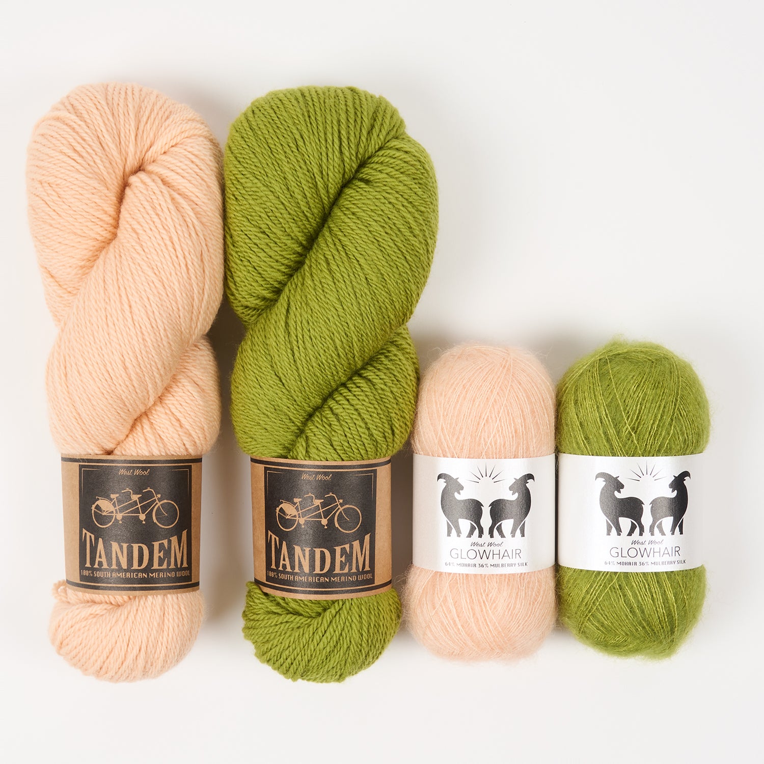 West Wool AVOCADO CANDY Mohair Silk Merino wool Mixed Weight Quick Kits
