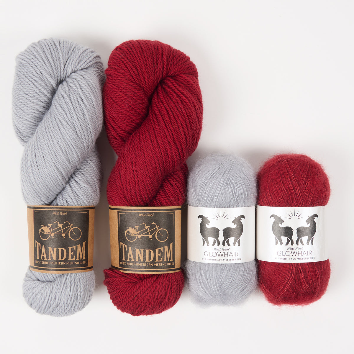 West Wool BERRY CLOUDS Mohair Silk Merino wool Mixed Weight Quick Kits