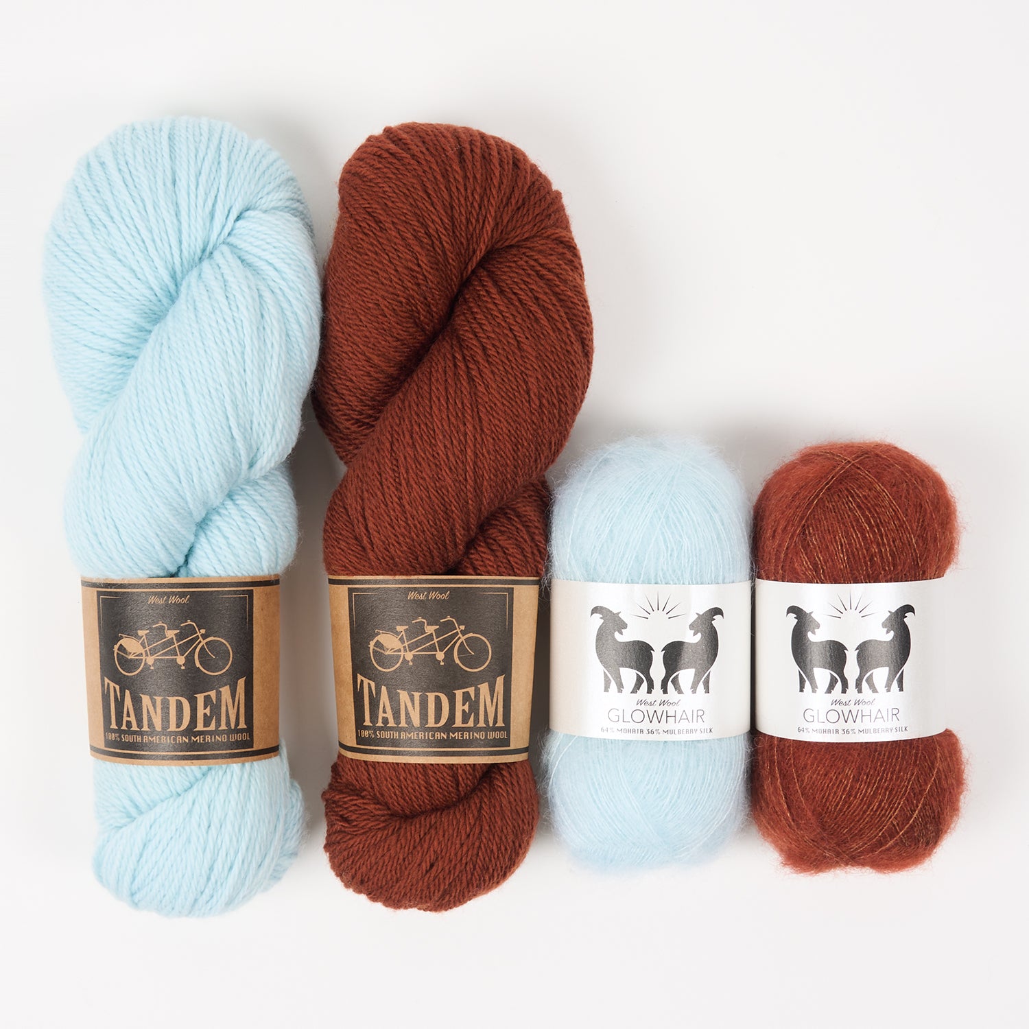 West Wool CHESTNUT GLASS Mohair Silk Merino wool Mixed Weight Quick Kits