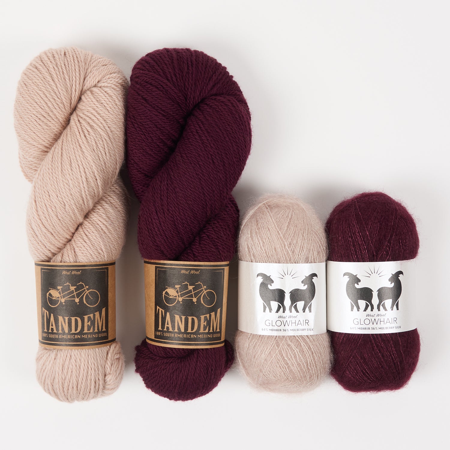 West Wool WESTKNITS KIT - VELVETY SAND Mohair Silk Merino wool Lace DK red cream Westknits Kits