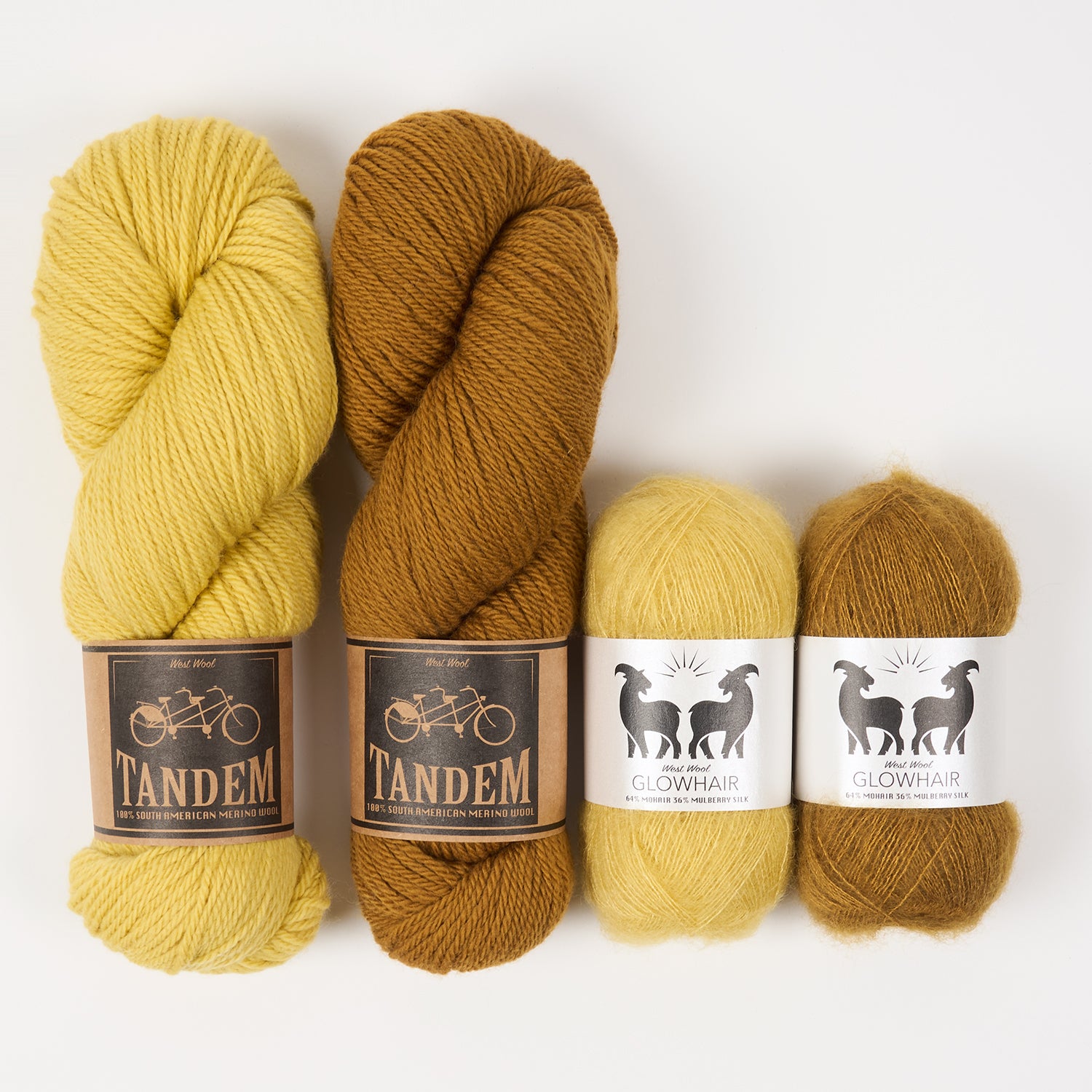 West Wool BUTTERCUP TIGER Mohair Silk Merino wool Mixed Weight Quick Kits