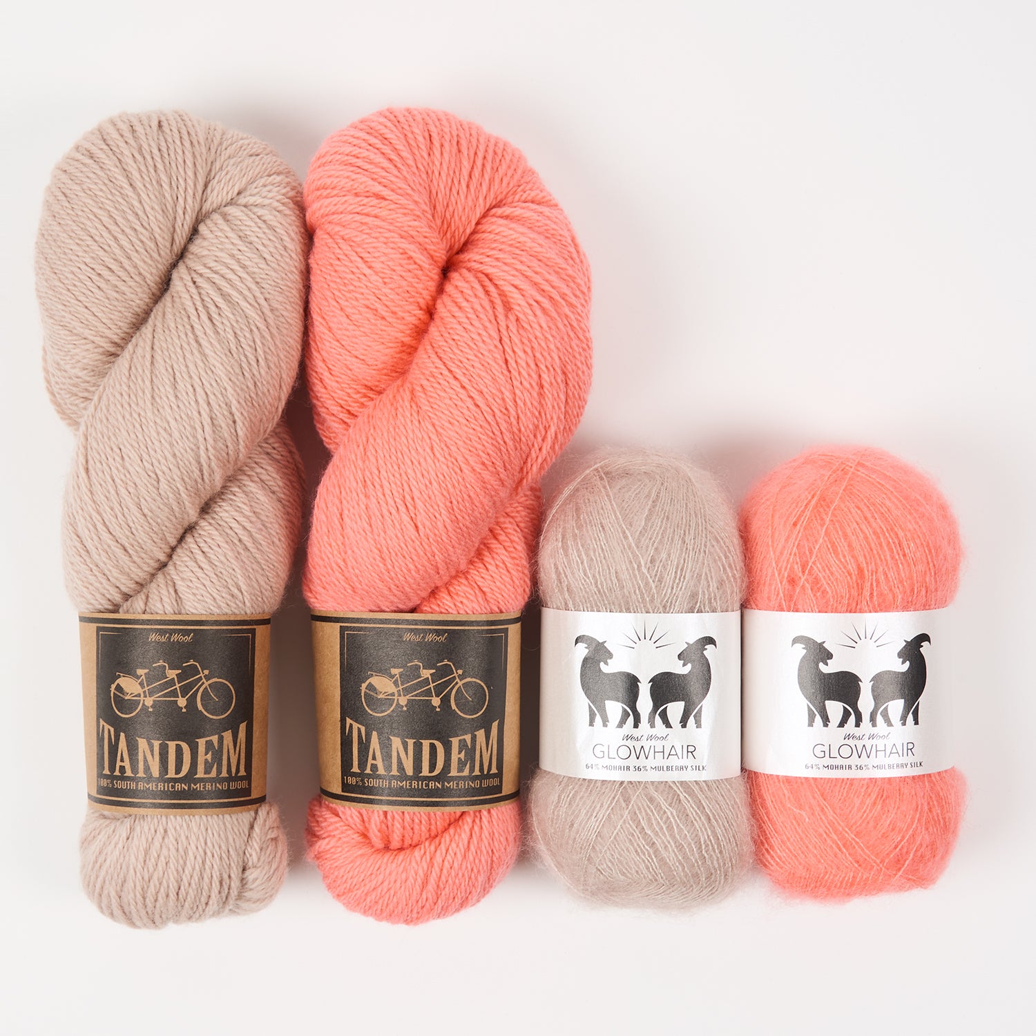 West Wool FLYING SAND Mohair Silk Merino wool Mixed Weight Quick Kits