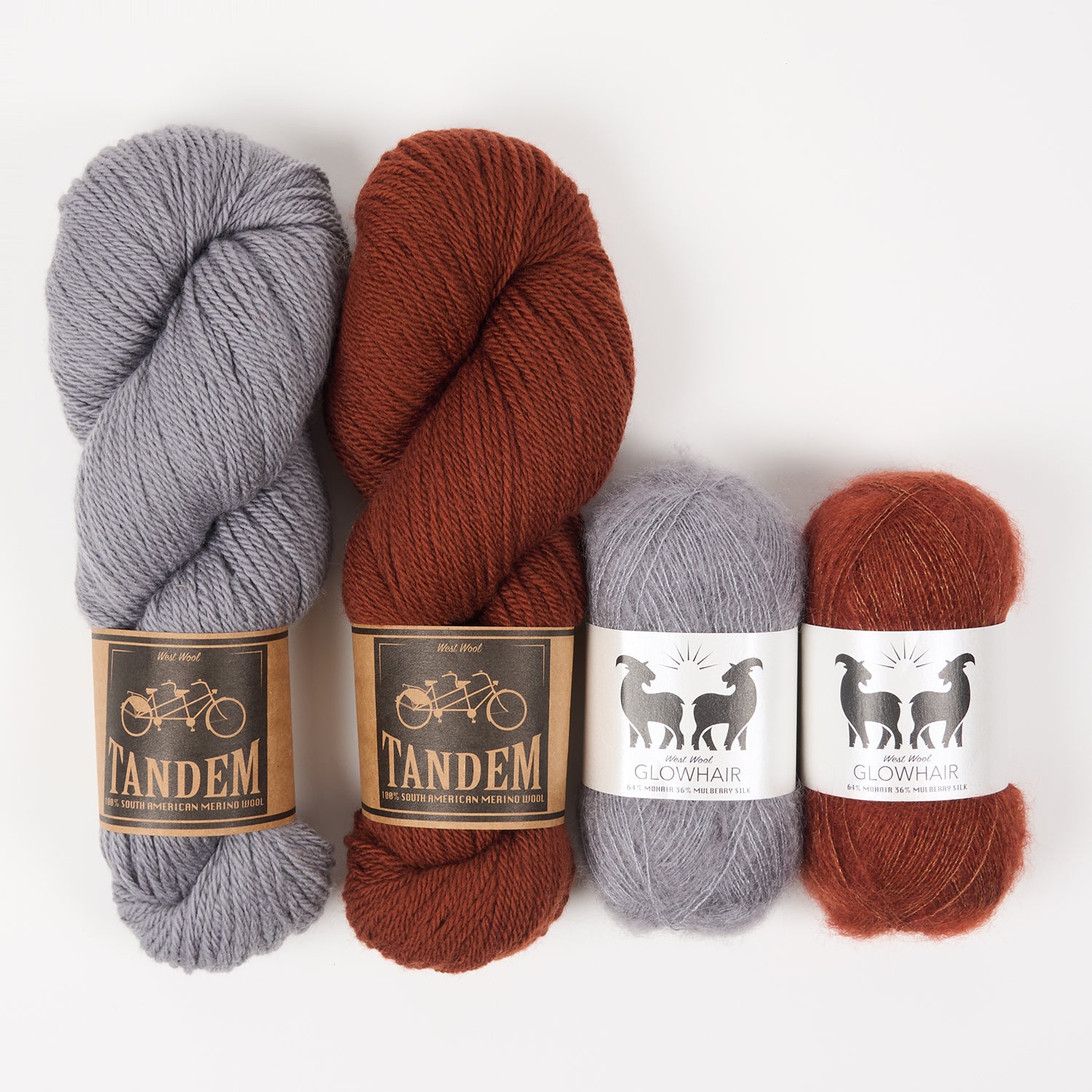 West Wool ICELANDIC COCOA Mohair Silk Merino wool Mixed Weight Quick Kits