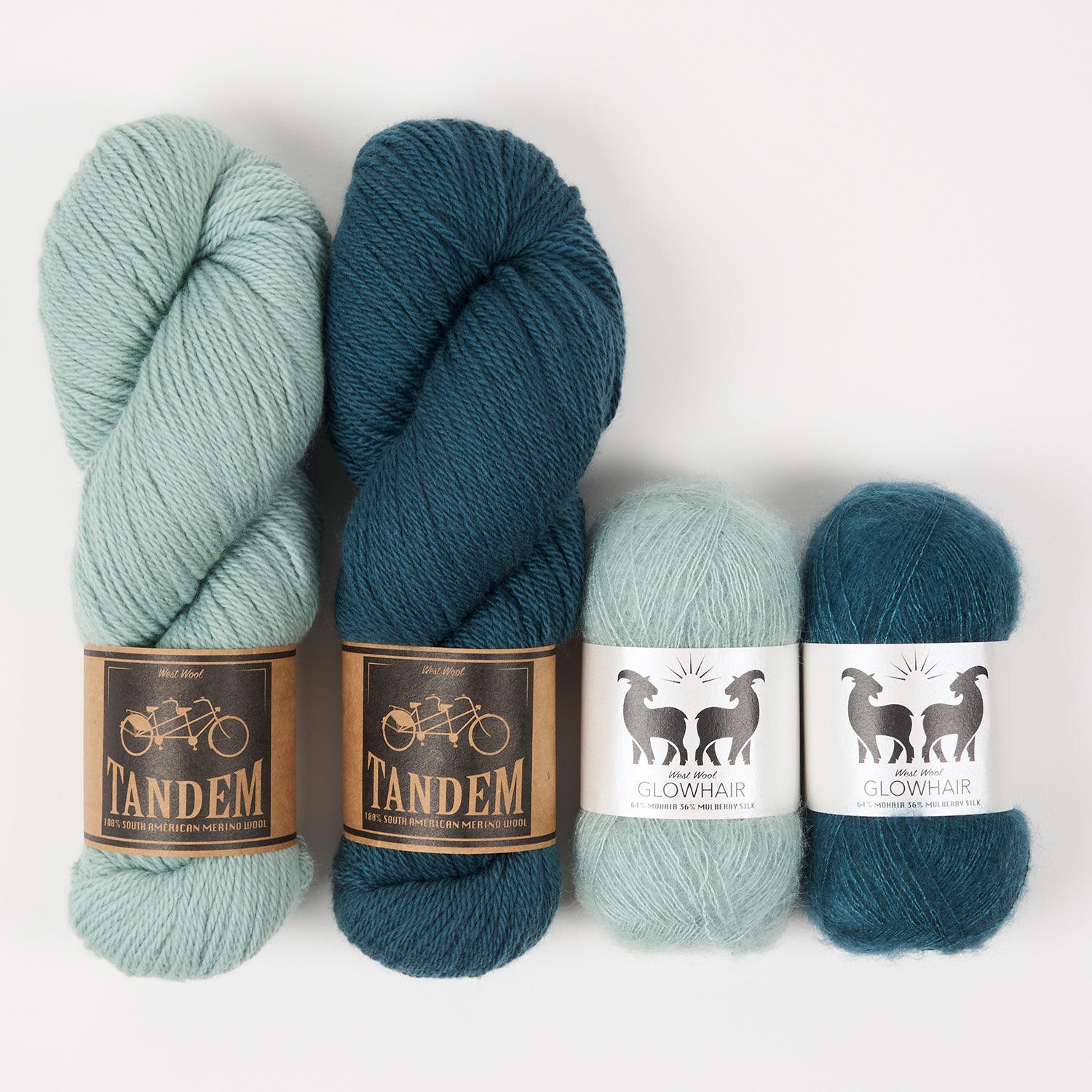 West Wool CHARMED MIST Mohair Silk Merino wool Mixed Weight Quick Kits
