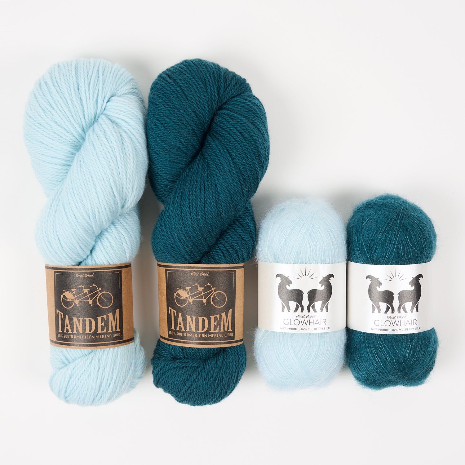 West Wool NORWEGIAN ICE Mohair Silk Merino wool Mixed Weight Quick Kits