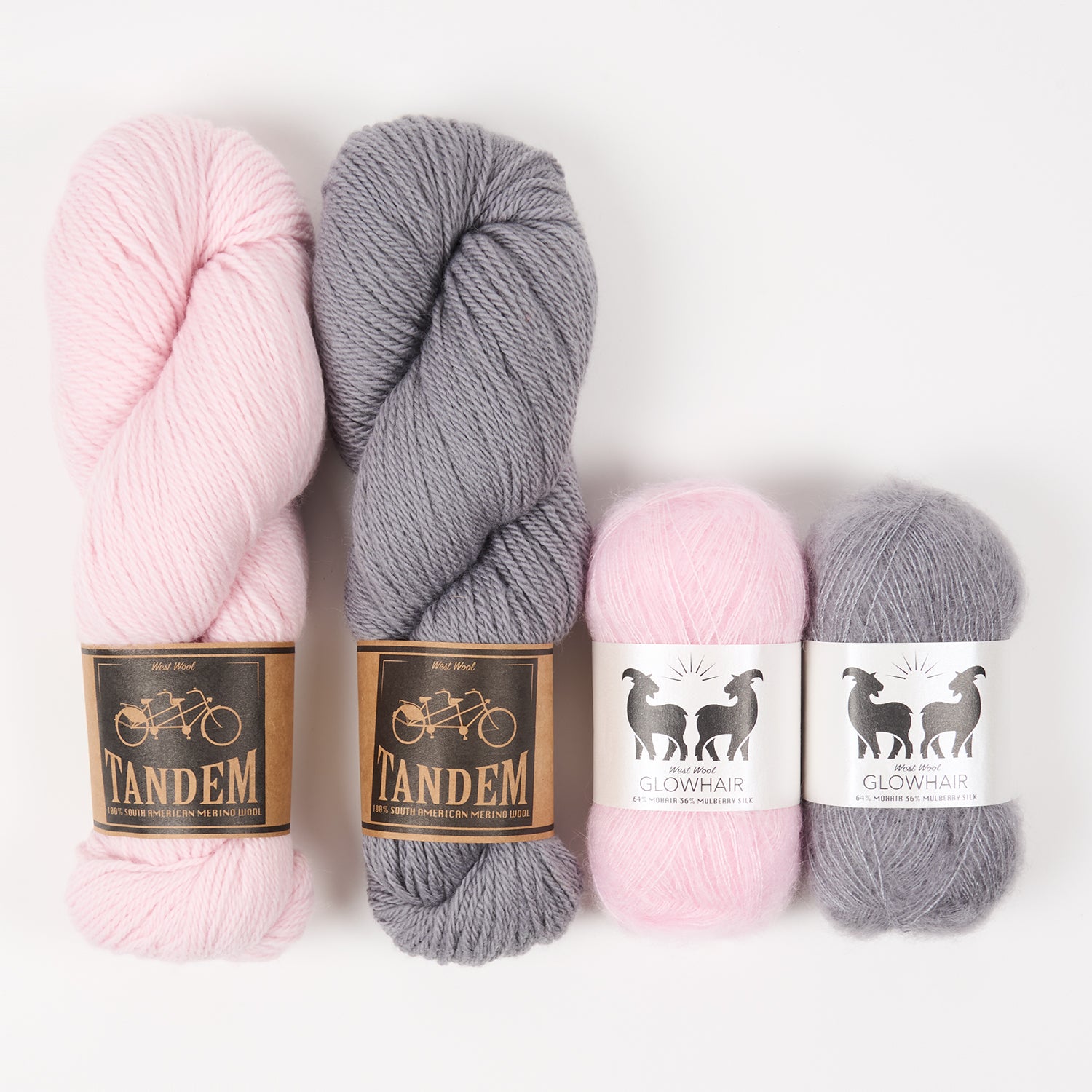 West Wool NORDIC POWDER Mohair Silk Merino wool Mixed Weight Quick Kits