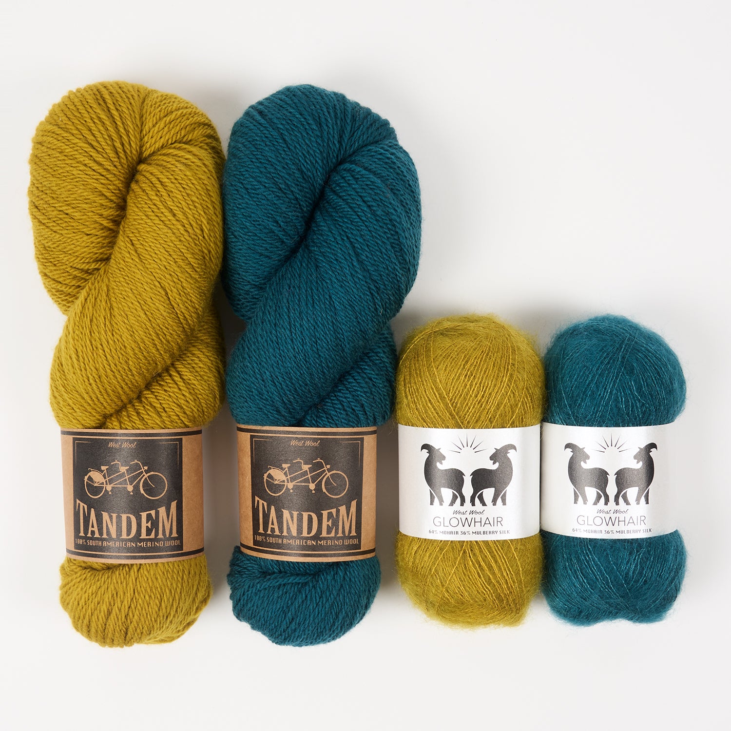West Wool TURQUOISE DIJON Mohair Silk Merino wool Mixed Weight Quick Kits