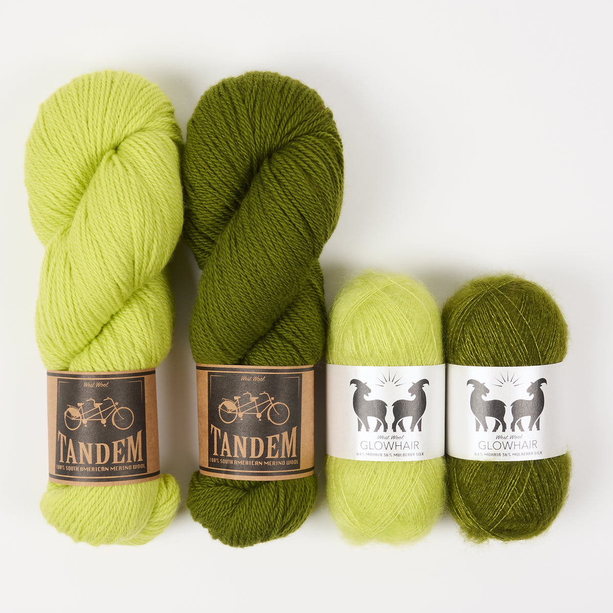 West Wool OLIVE JUICE Mohair Silk Merino wool Mixed Weight Quick Kits