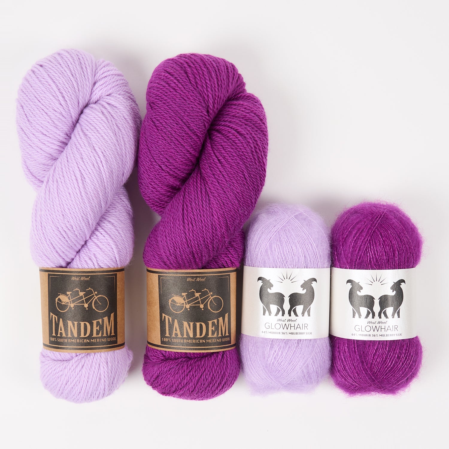 West Wool PURPLE UNICORN Mohair Silk Merino wool Mixed Weight Quick Kits