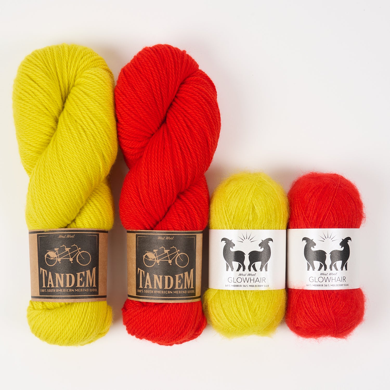 West Wool RED BIANCA Mohair Silk Merino wool Mixed Weight Quick Kits