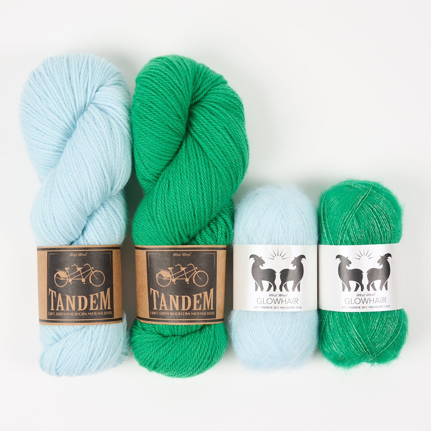 West Wool CRYSTAL GRASS Mohair Silk Merino wool Mixed Weight Quick Kits