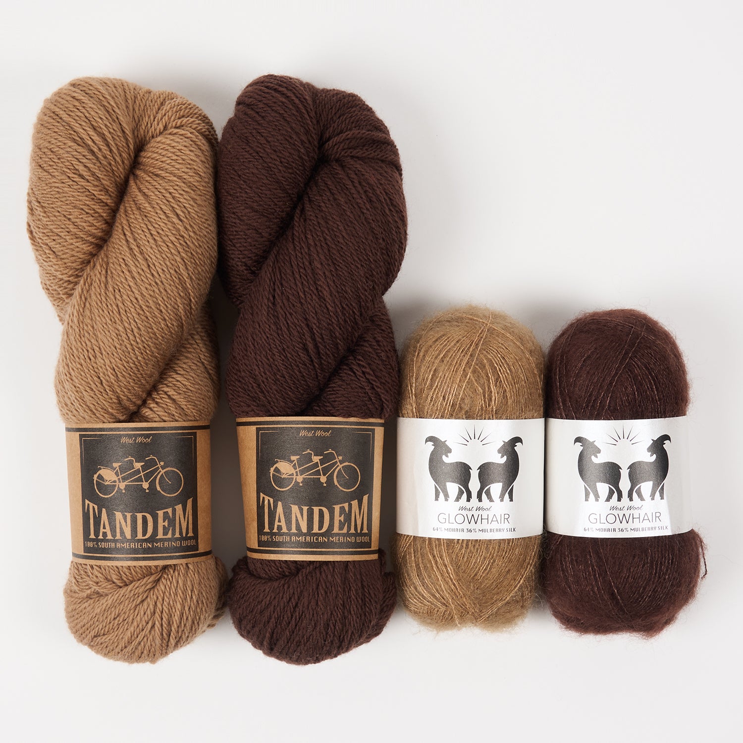 West Wool WESTKNITS KIT - TEDDY BISCUITS Mohair Silk Merino wool Lace DK brown Westknits Kits