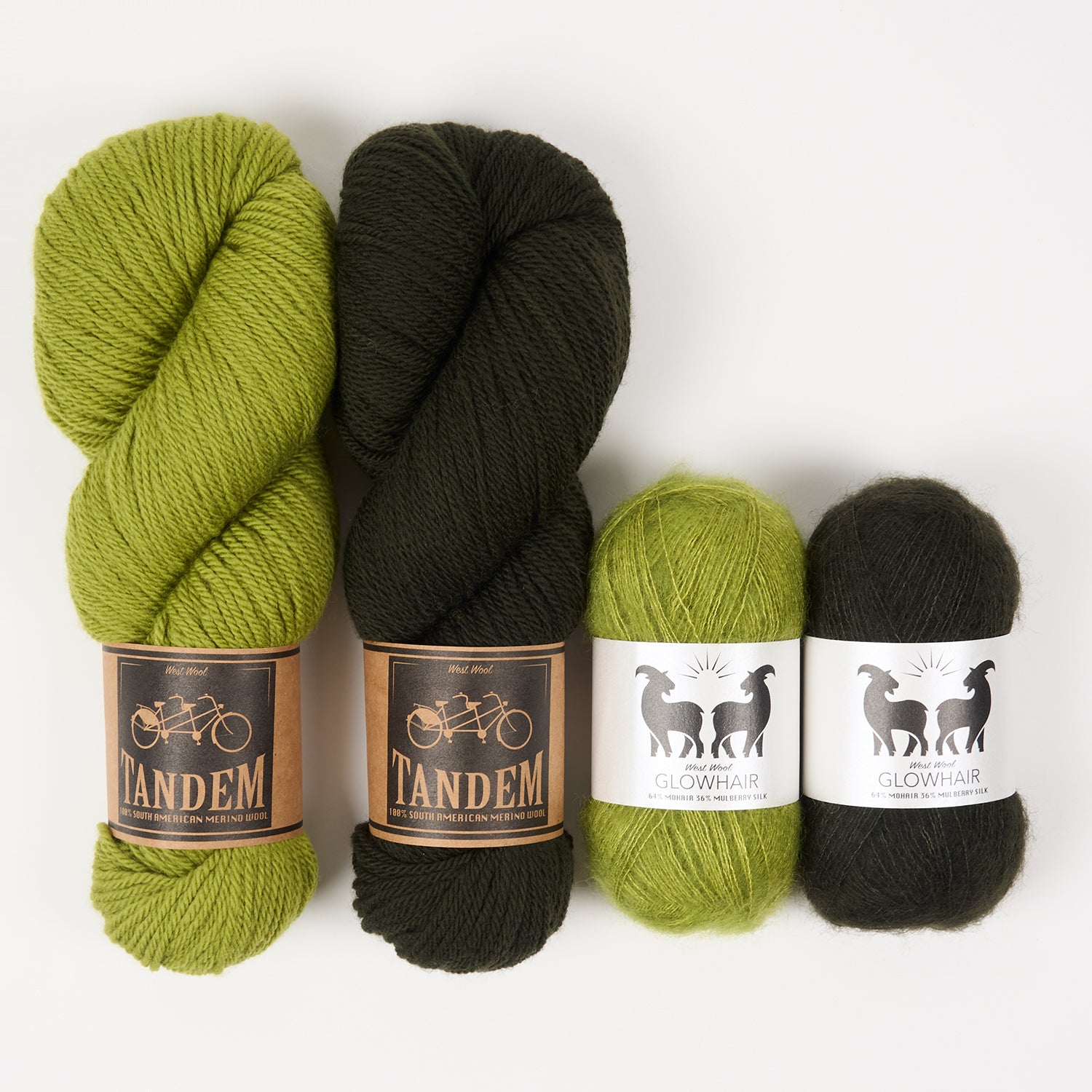 West Wool AVOCADO KICK Mohair Silk Merino wool Mixed Weight Quick Kits