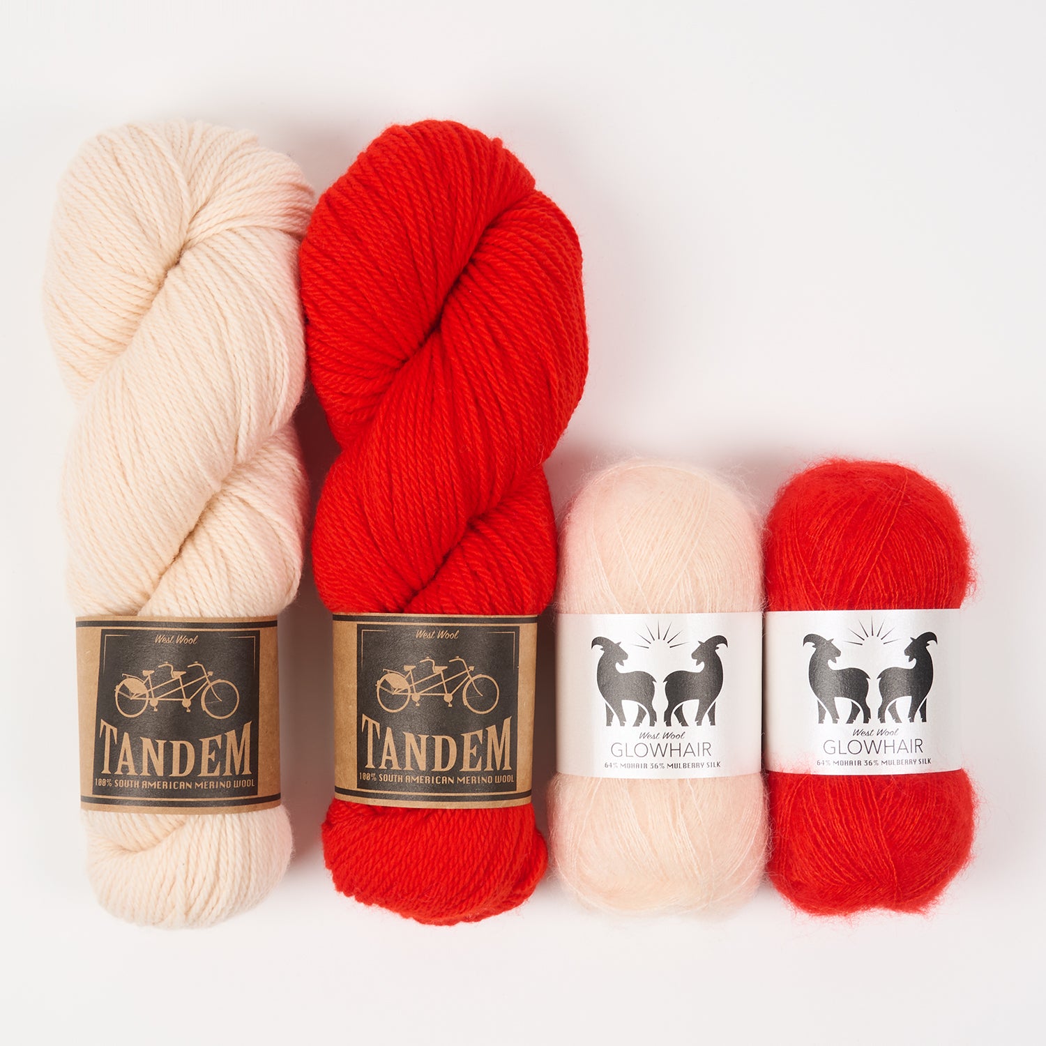 West Wool FLAMING PEACH Mohair Silk Merino wool Mixed Weight Quick Kits