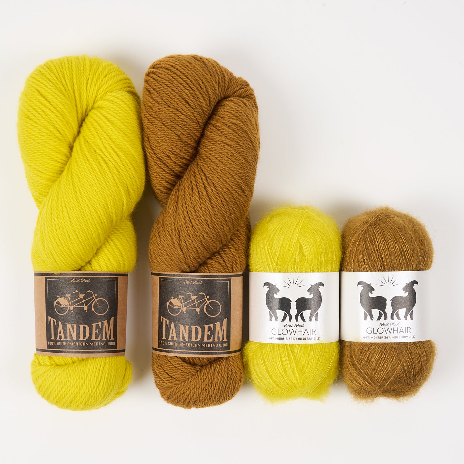 West Wool YELLOW TIGER Mohair Silk Merino wool Mixed Weight Quick Kits