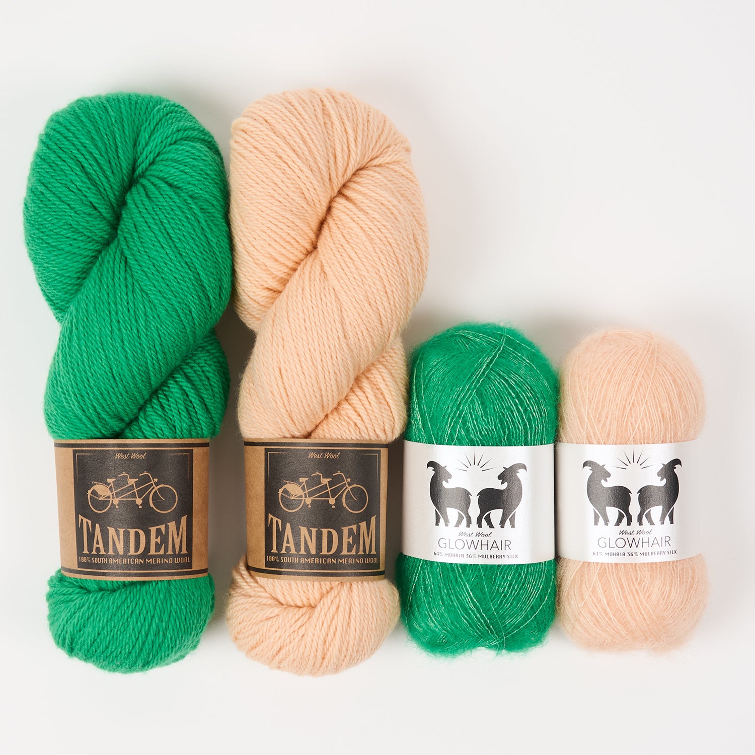 West Wool GRASS SHERBERT Mohair Silk Merino wool Mixed Weight Quick Kits