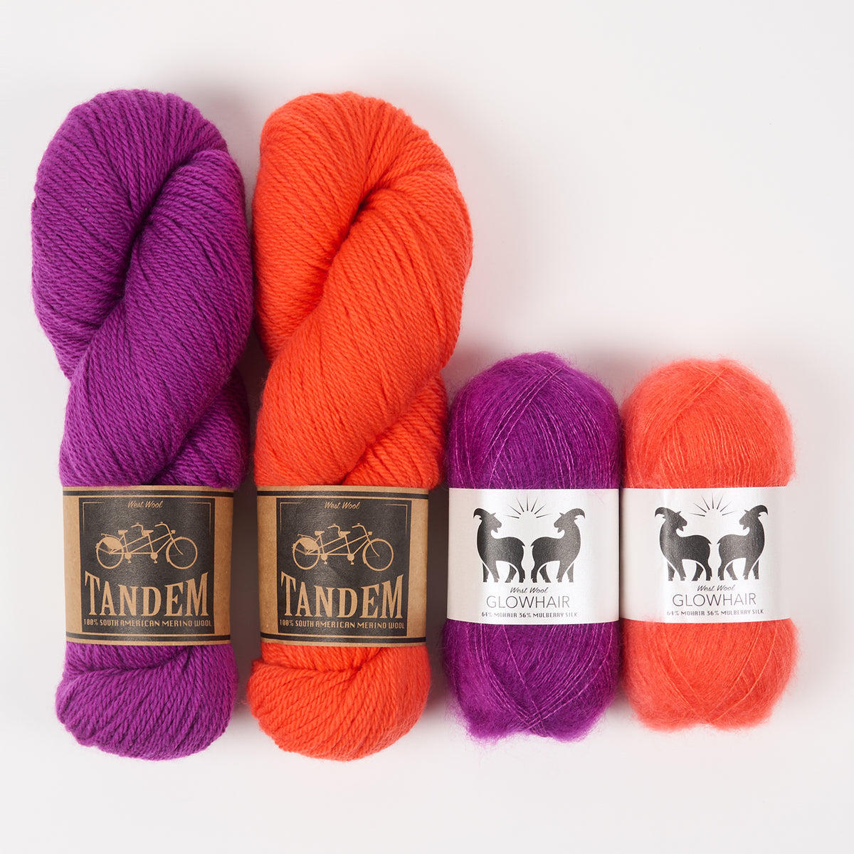 West Wool WESTKNITS KIT - ORANGE DANCE Mohair Silk Merino wool Lace DK orange purple Westknits Kits