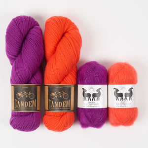 West Wool WESTKNITS KIT - ORANGE DANCE Mohair Silk Merino wool Lace DK orange purple Westknits Kits