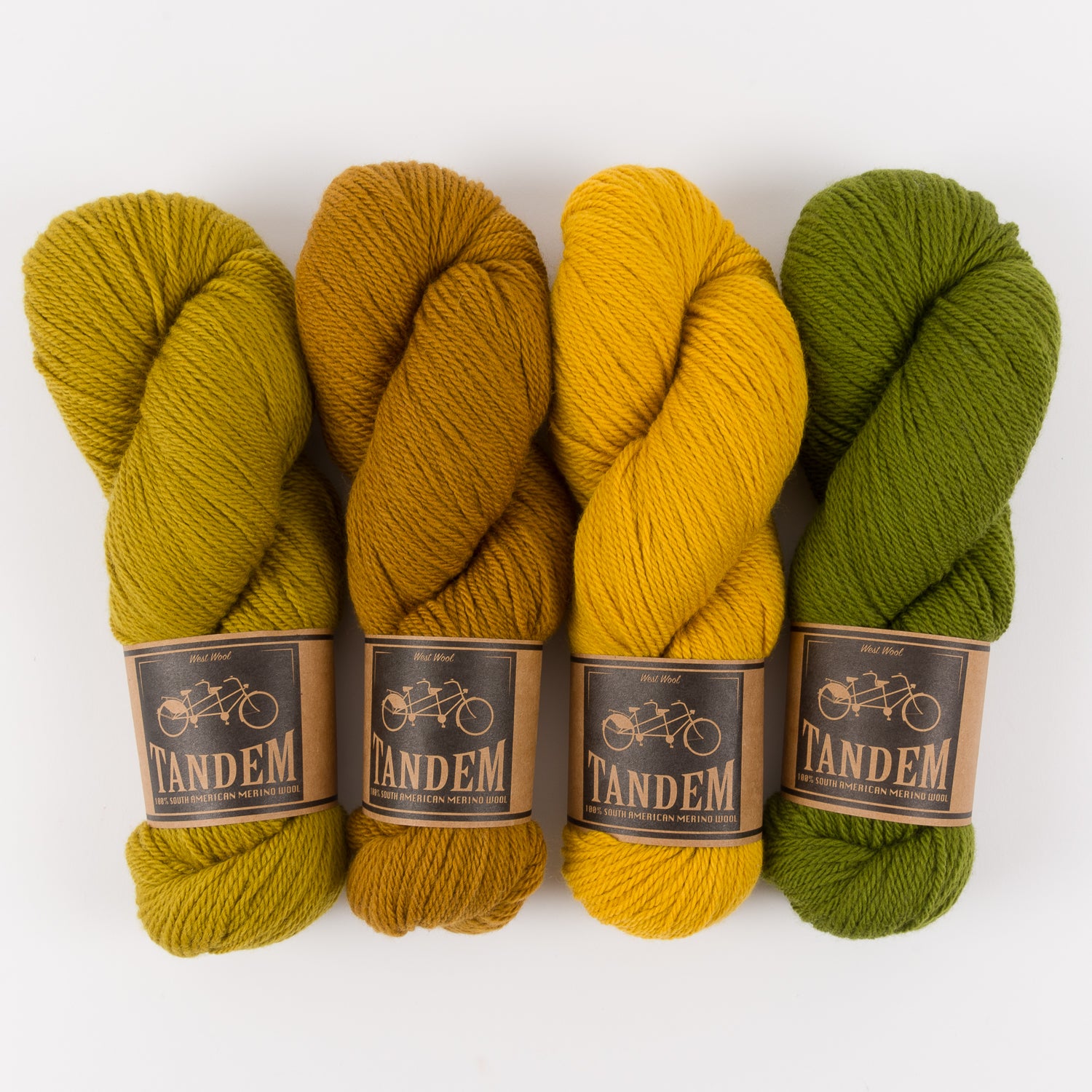 West Wool OLIVES AND MUSTARD Merino wool DK Quick Kits