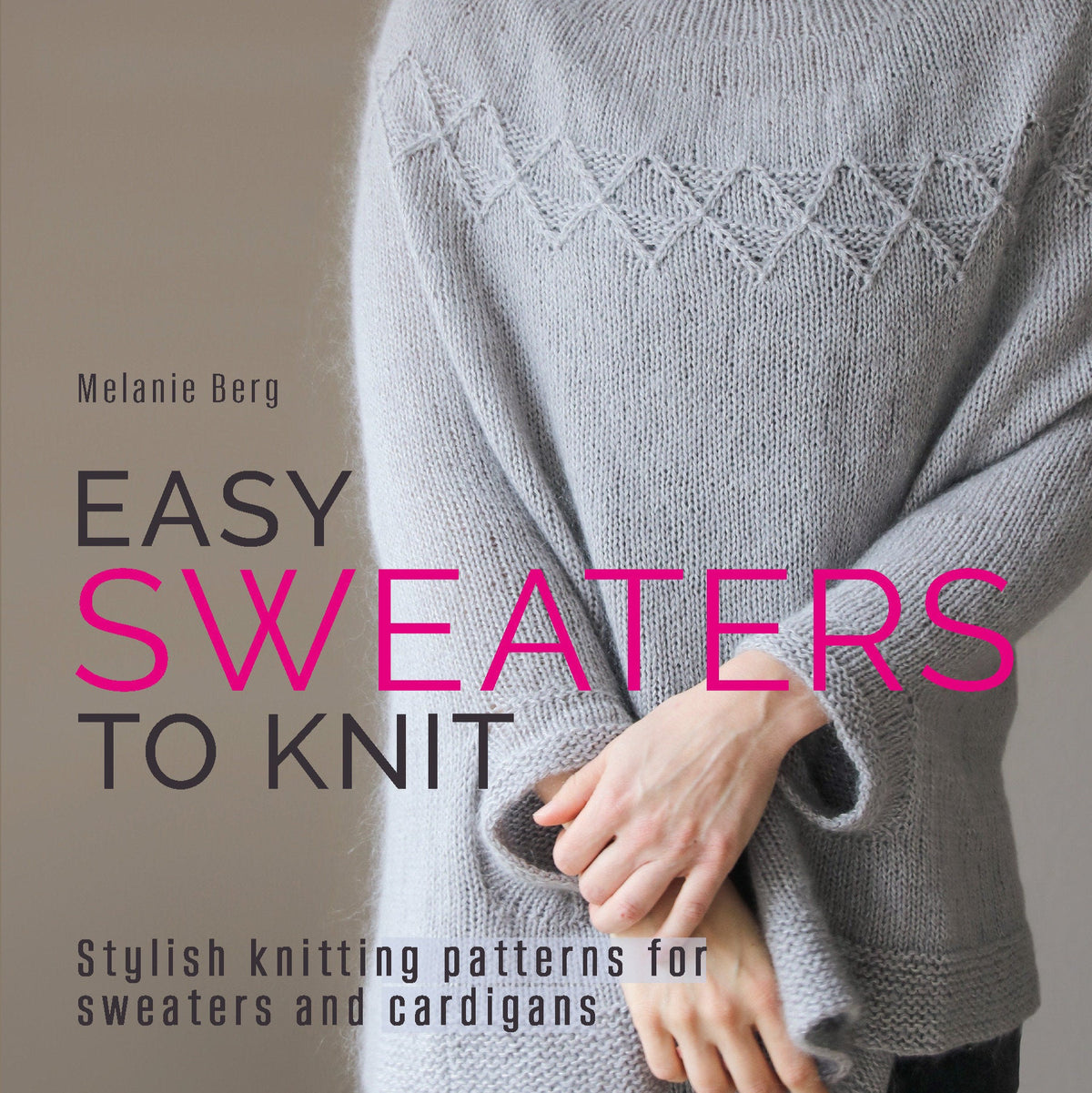 This images advertises Pre-order items. It shows a picture of Easy Sweaters to Knit by Melanie Berg. 