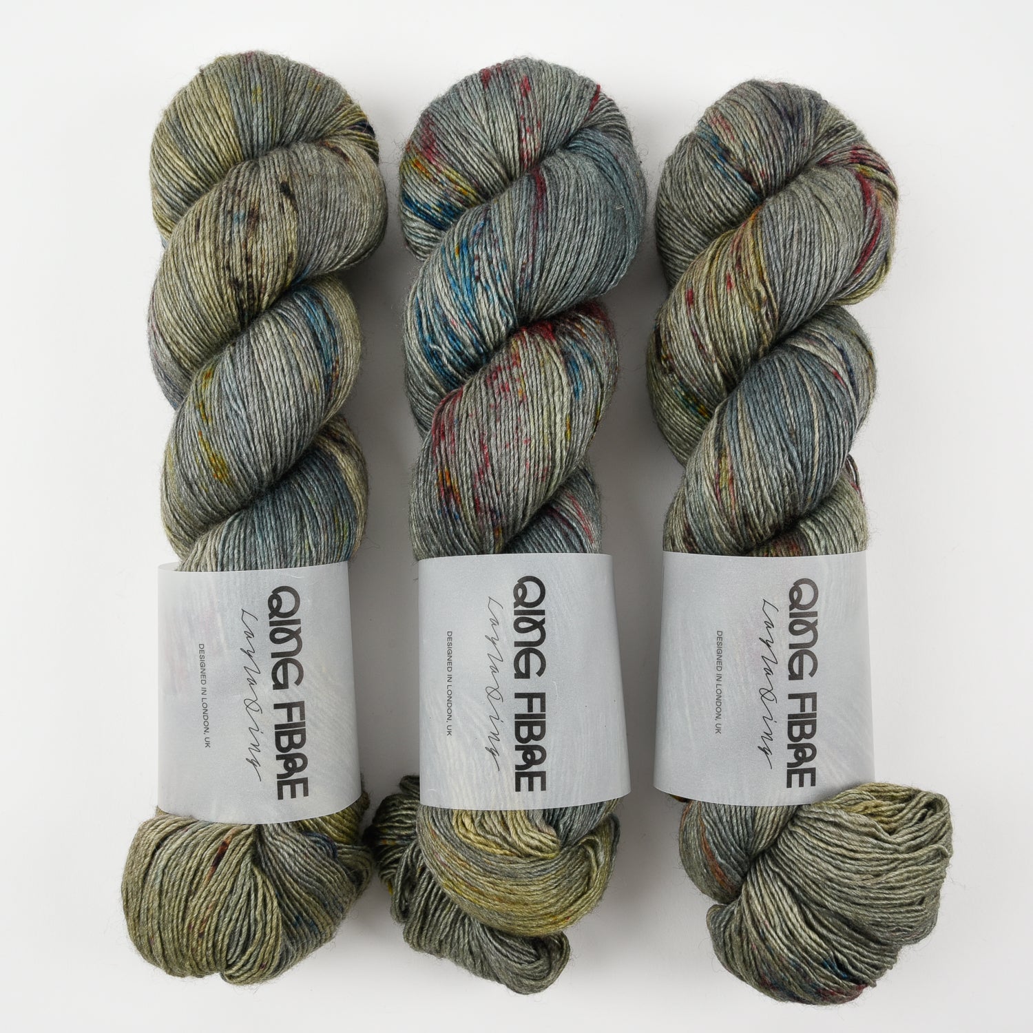 Qing Fibre QING YAK SINGLES - EILISH Merino wool Yak Silk Fingering grey Yarn