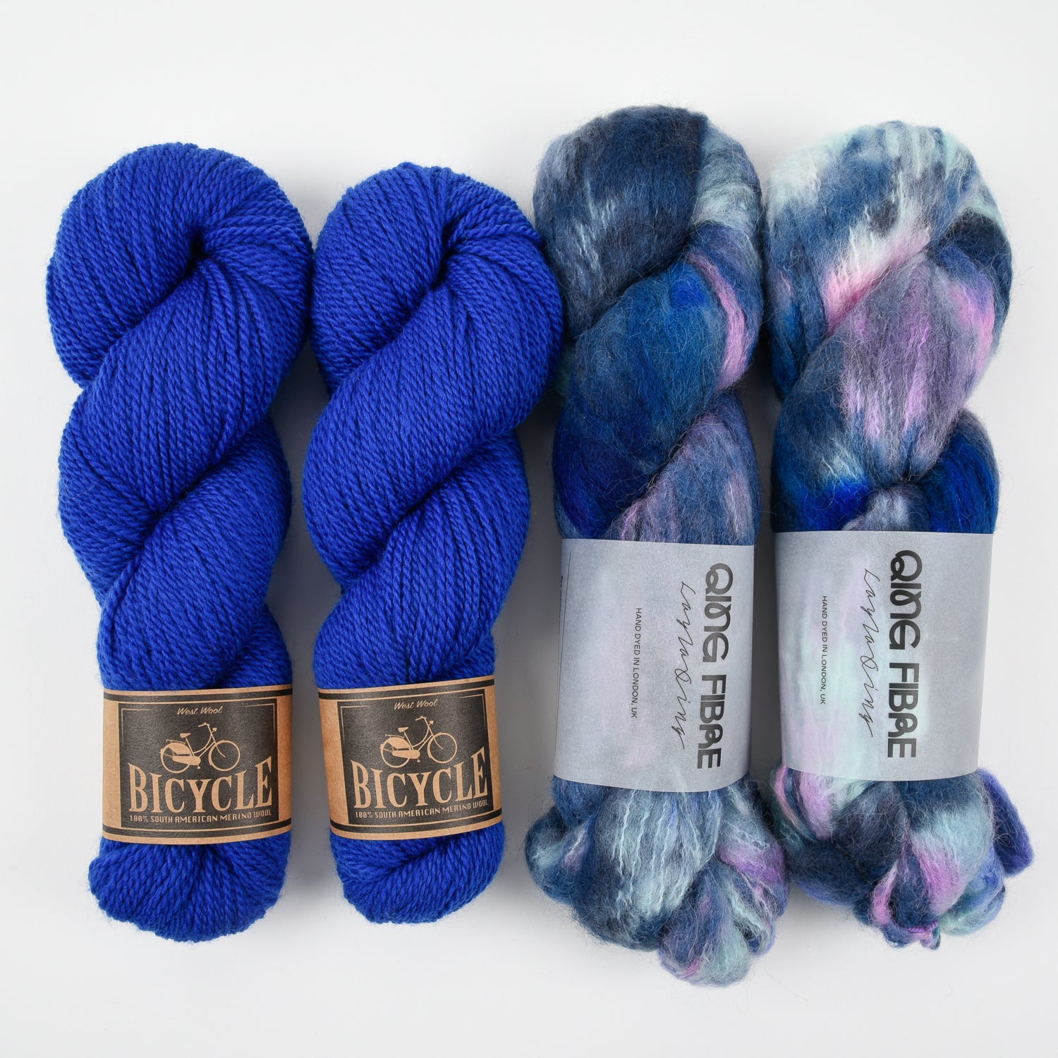 Qing Fibre ELECTRIC OSLO Alpaca Merino wool Silk Mixed Weight Quick Kits