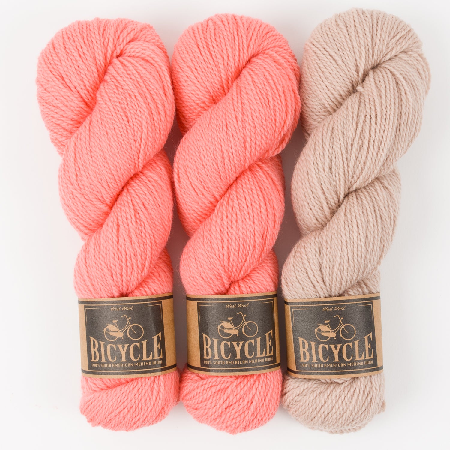 West Wool FLAMINGO SANDCASTLE Merino wool Fingering Quick Kits