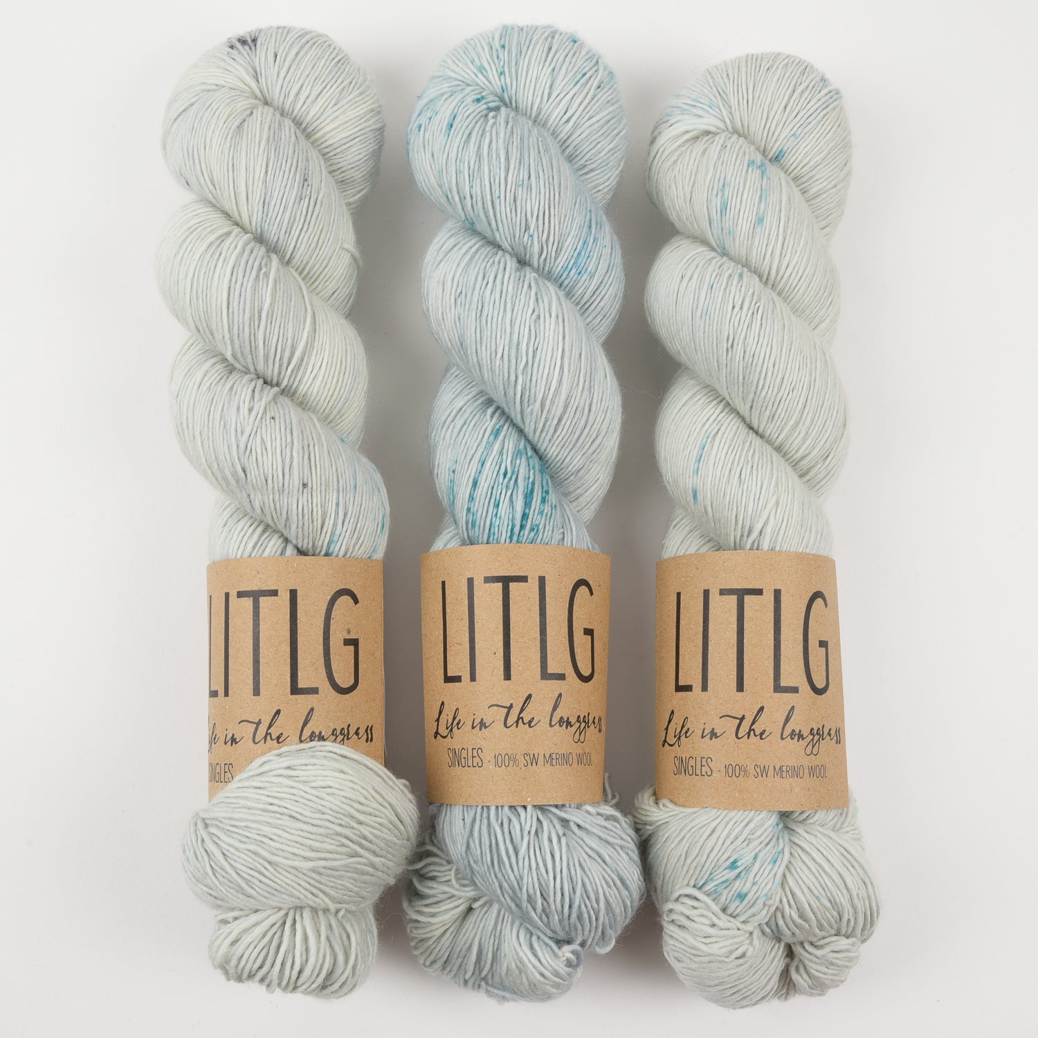 Life in The Long Grass LITLG SINGLES - FLURRY Merino wool Fingering grey blue Yarn