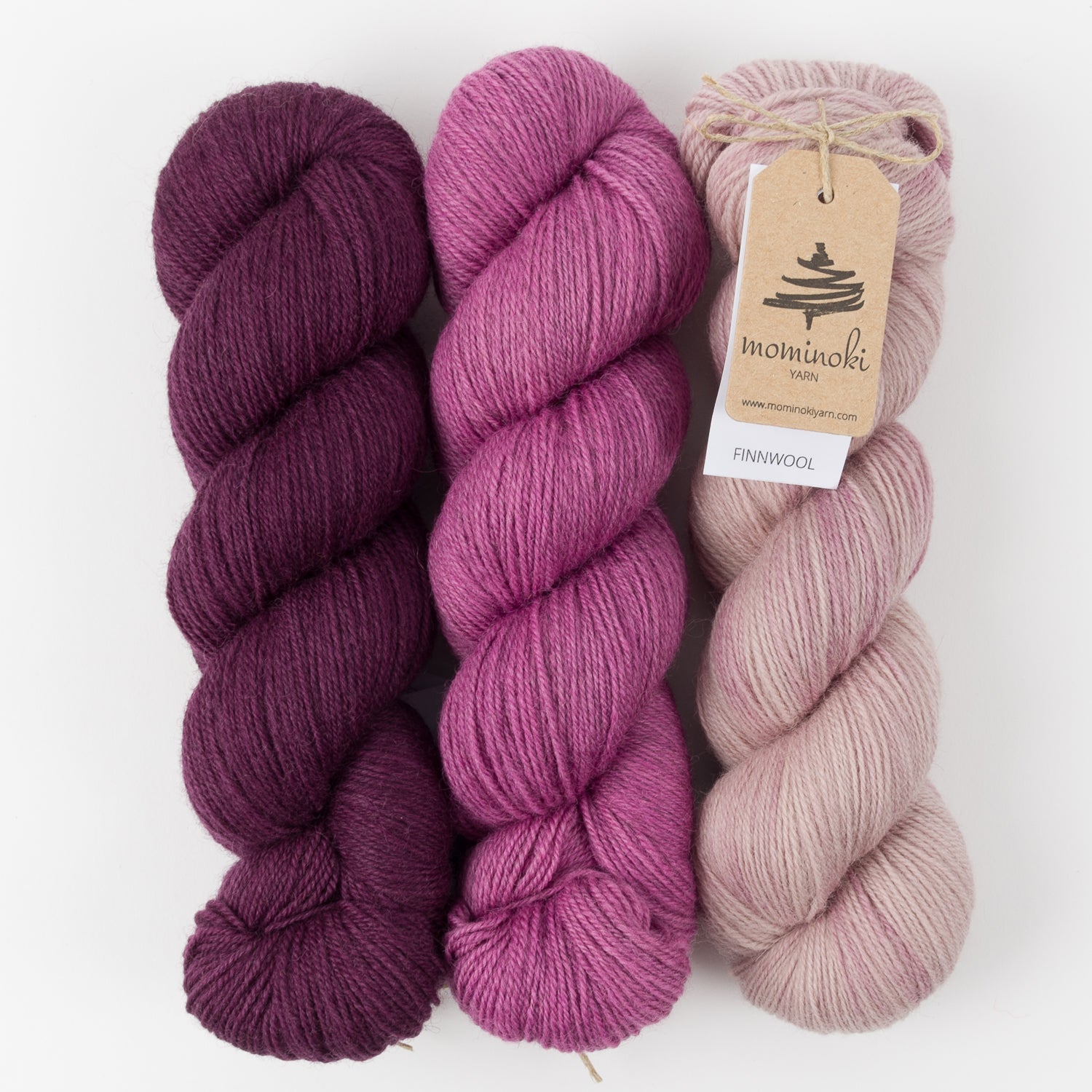 Mominoki Yarn RASPBERRY MOUSSE Wool Fingering Quick Kits