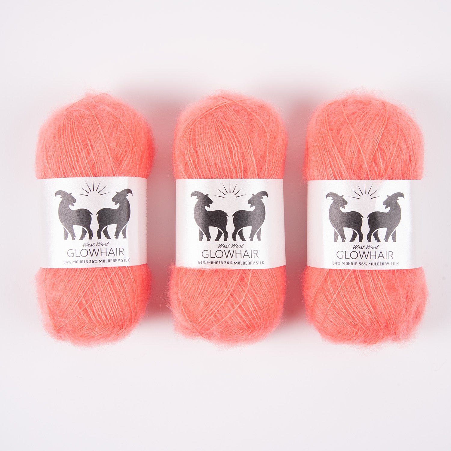 West Wool GLOWHAIR - FLAMINGO Mohair Silk Lace pink coral Yarn