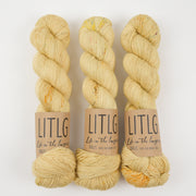 Life in The Long Grass LITLG SINGLES - GLITTER Merino wool Fingering yellow Yarn