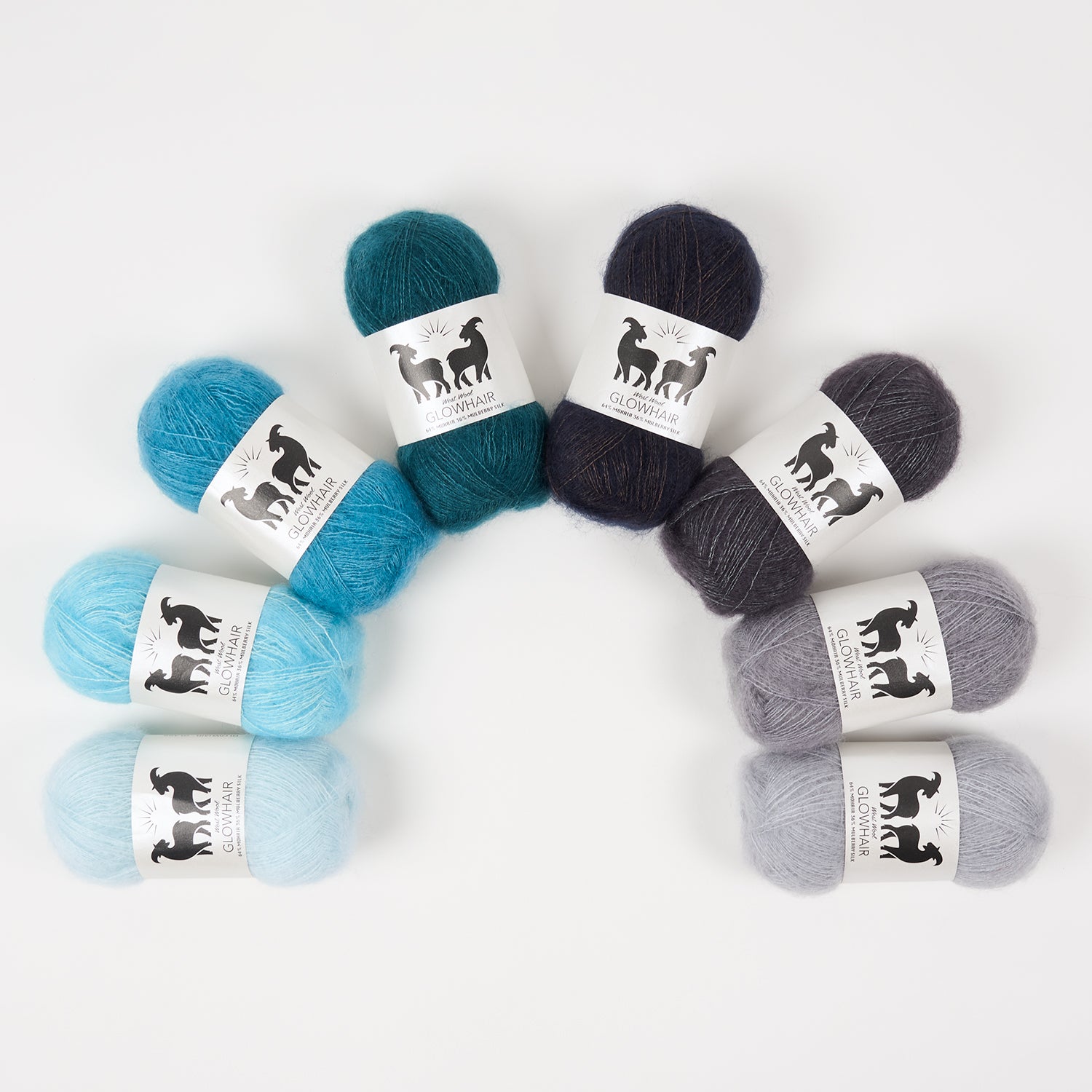 West Wool WESTKNITS KIT - AQUA GLOW Mohair Silk Lace blue turquoise white Westknits Kits