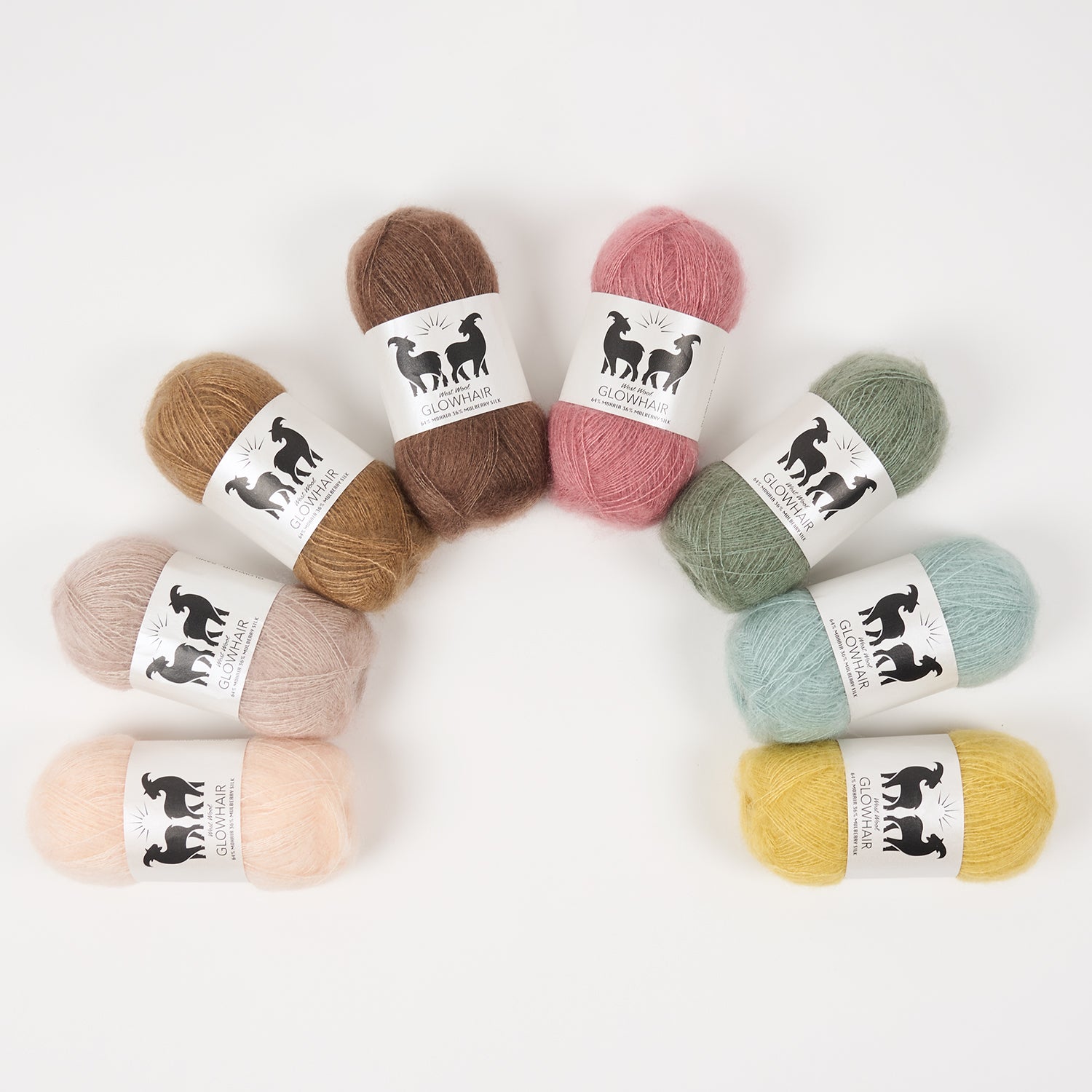 West Wool WESTKNITS KIT - DUSTY GLOW Mohair Silk Lace yellow pink brown green beige blue Westknits Kits