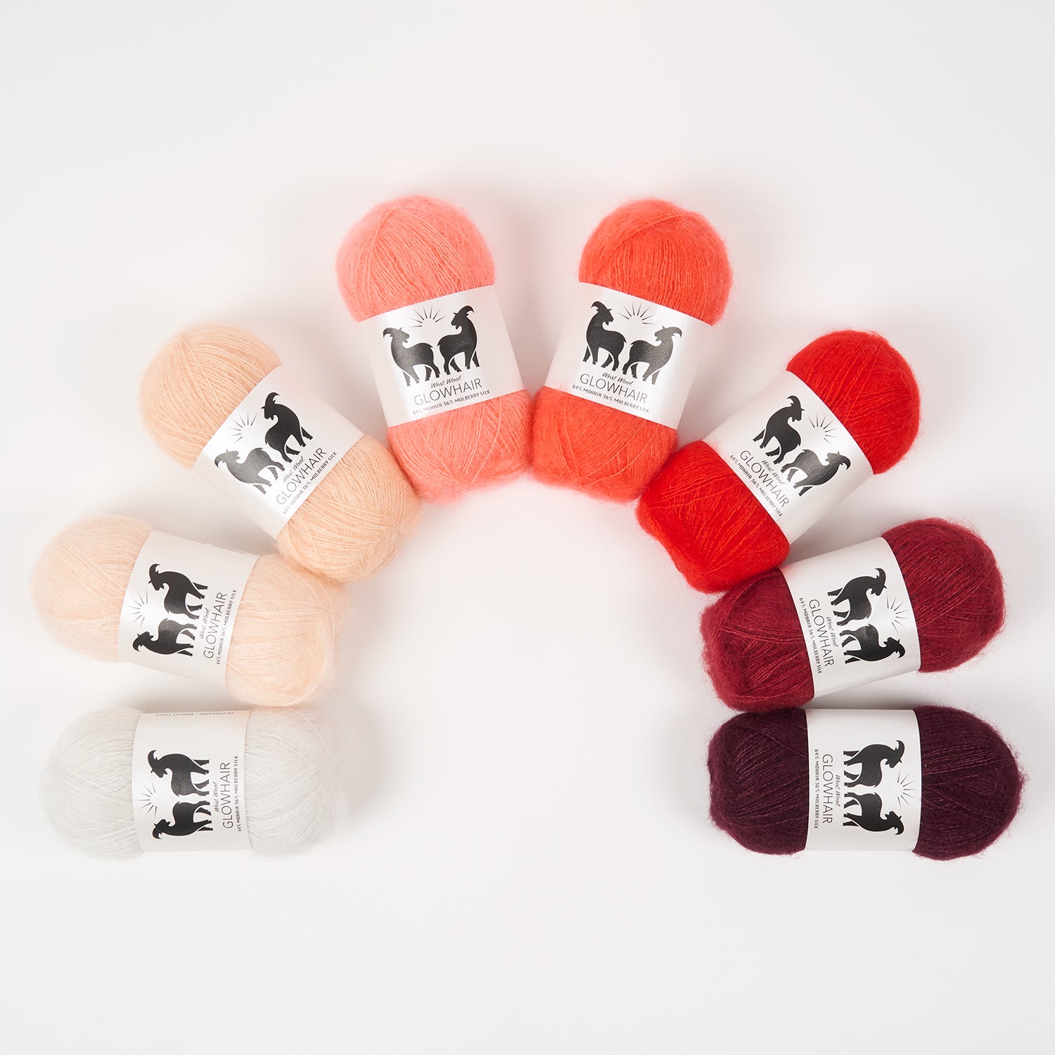 West Wool WESTKNITS KIT - FLAMINGO GLOW Mohair Silk Lace white pink peach coral red Westknits Kits