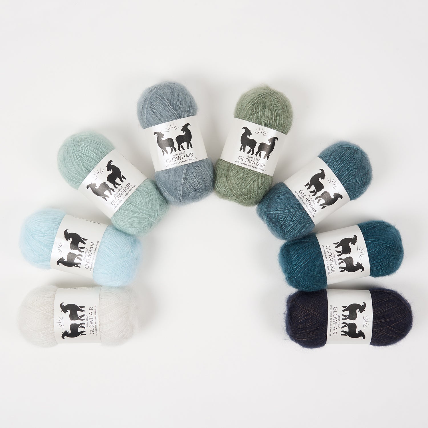 West Wool WESTKNITS KIT - ICY GLOW Mohair Silk Lace white turquoise blue grey Westknits Kits