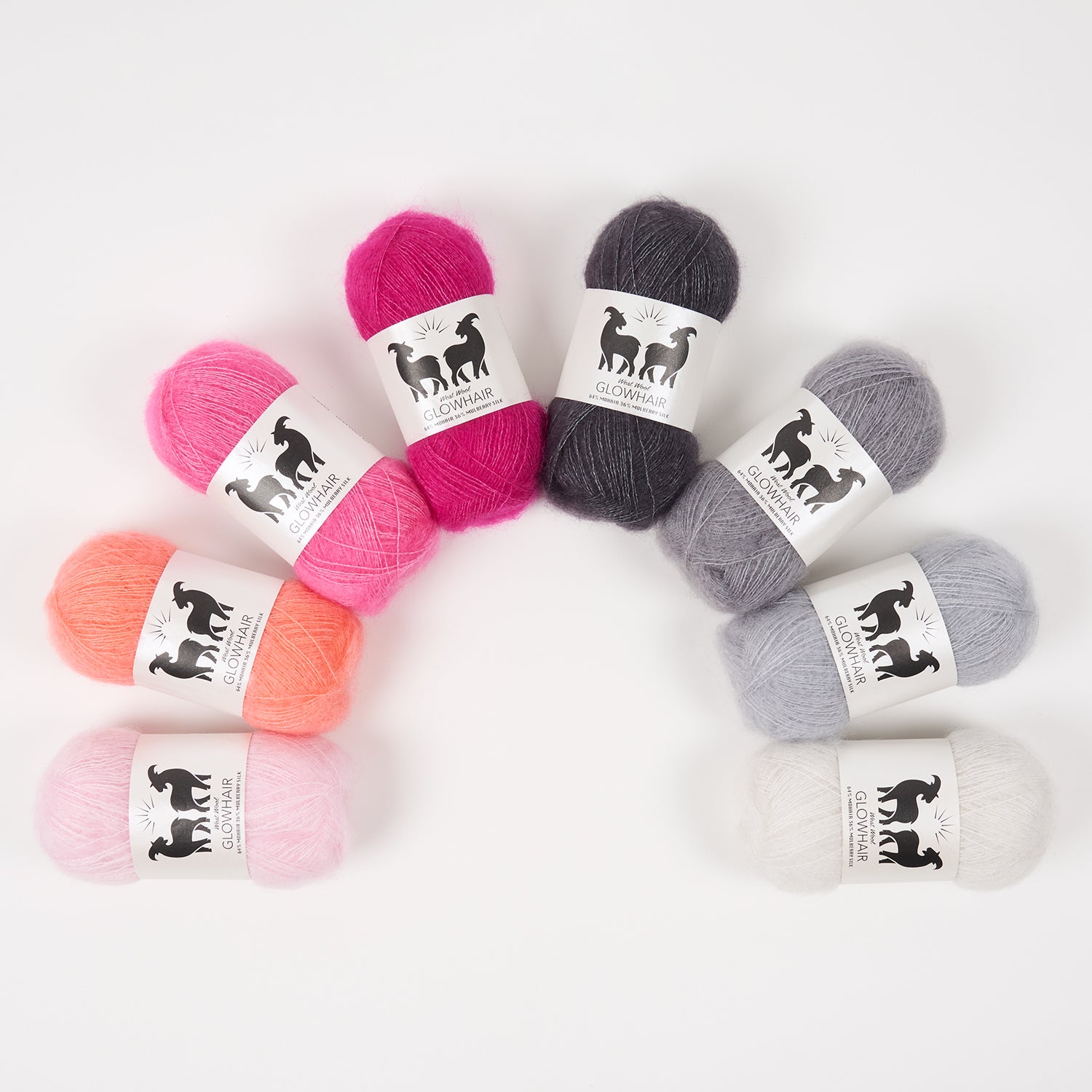 West Wool WESTKNITS KIT - PINK GLOW Mohair Silk Lace grey pink fuchsia purple coral Westknits Kits