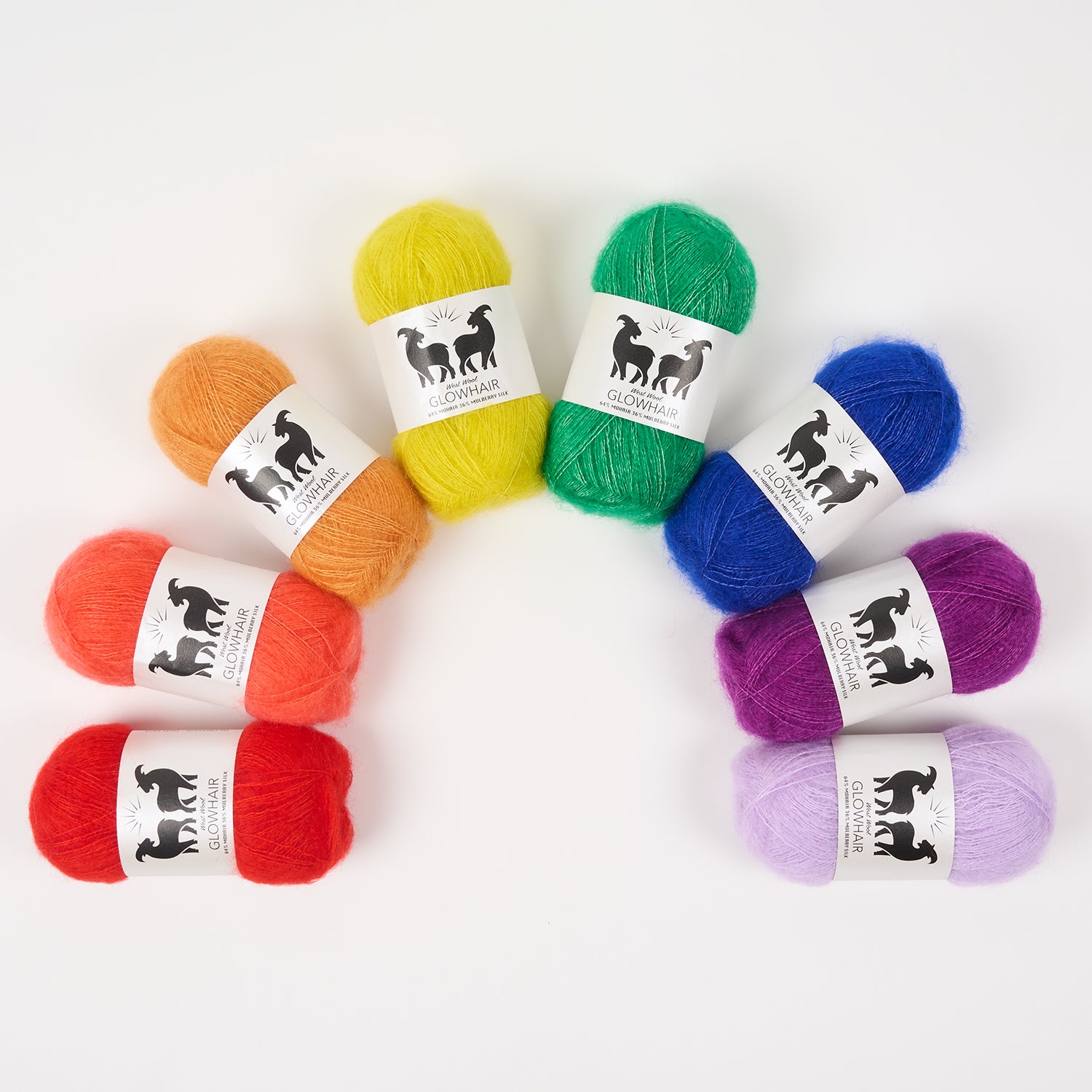 West Wool WESTKNITS KIT - RAINBOW GLOW Mohair Silk Lace red orange yellow green blue purple Westknits Kits