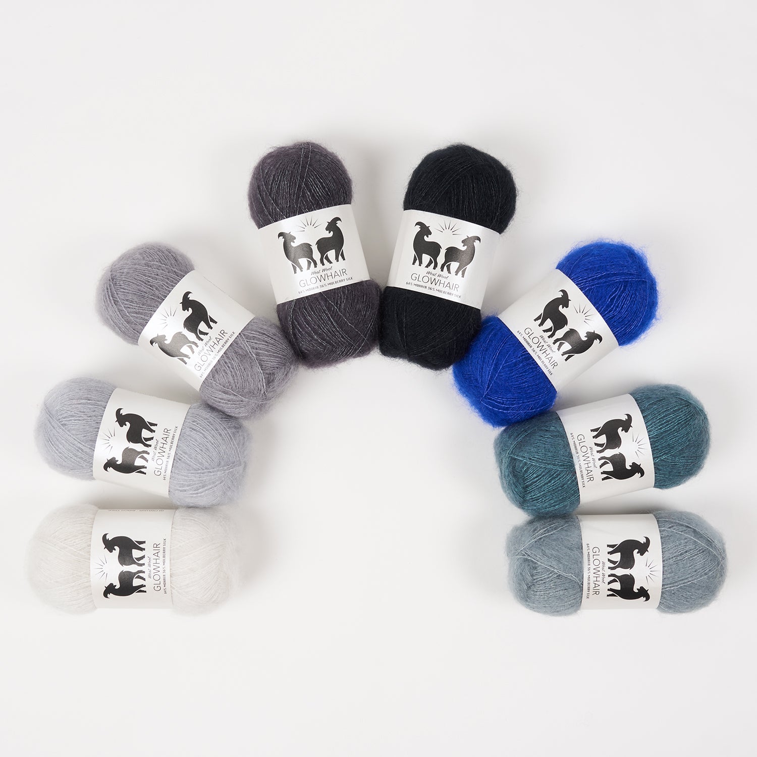 West Wool WESTKNITS KIT - ROYAL GLOW Mohair Silk Lace grey blue black Westknits Kits