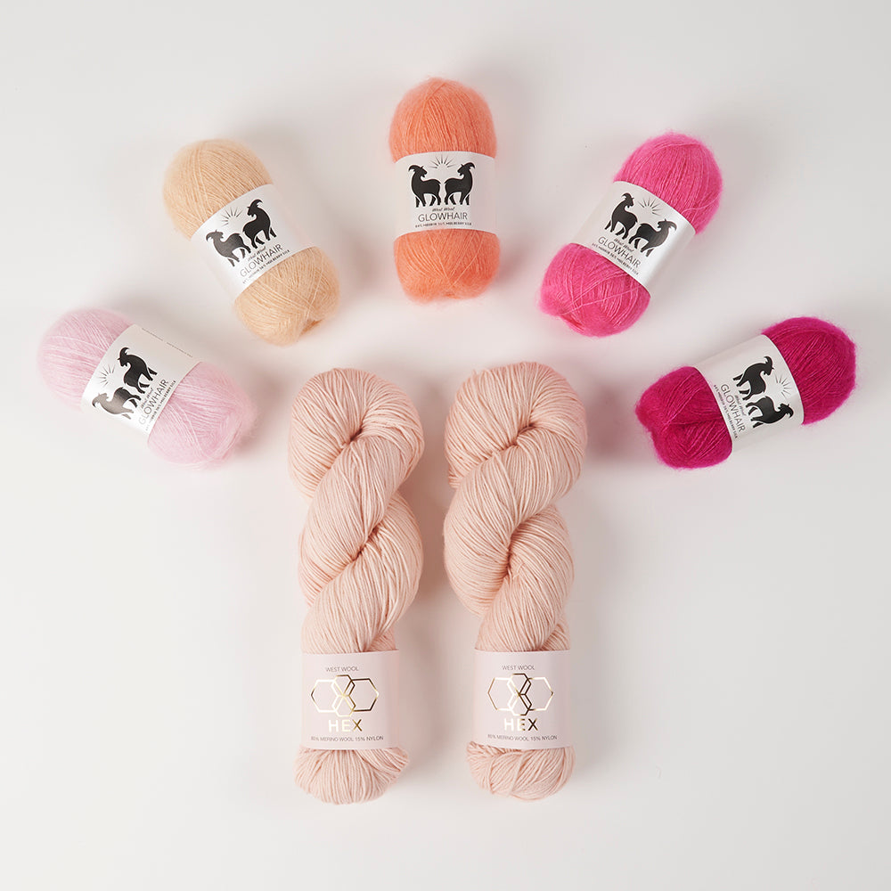 West Wool GLOW ALONG 2026 - GLOWING BALLET Mohair Silk Merino wool Nylon Mixed Weight Quick Kits
