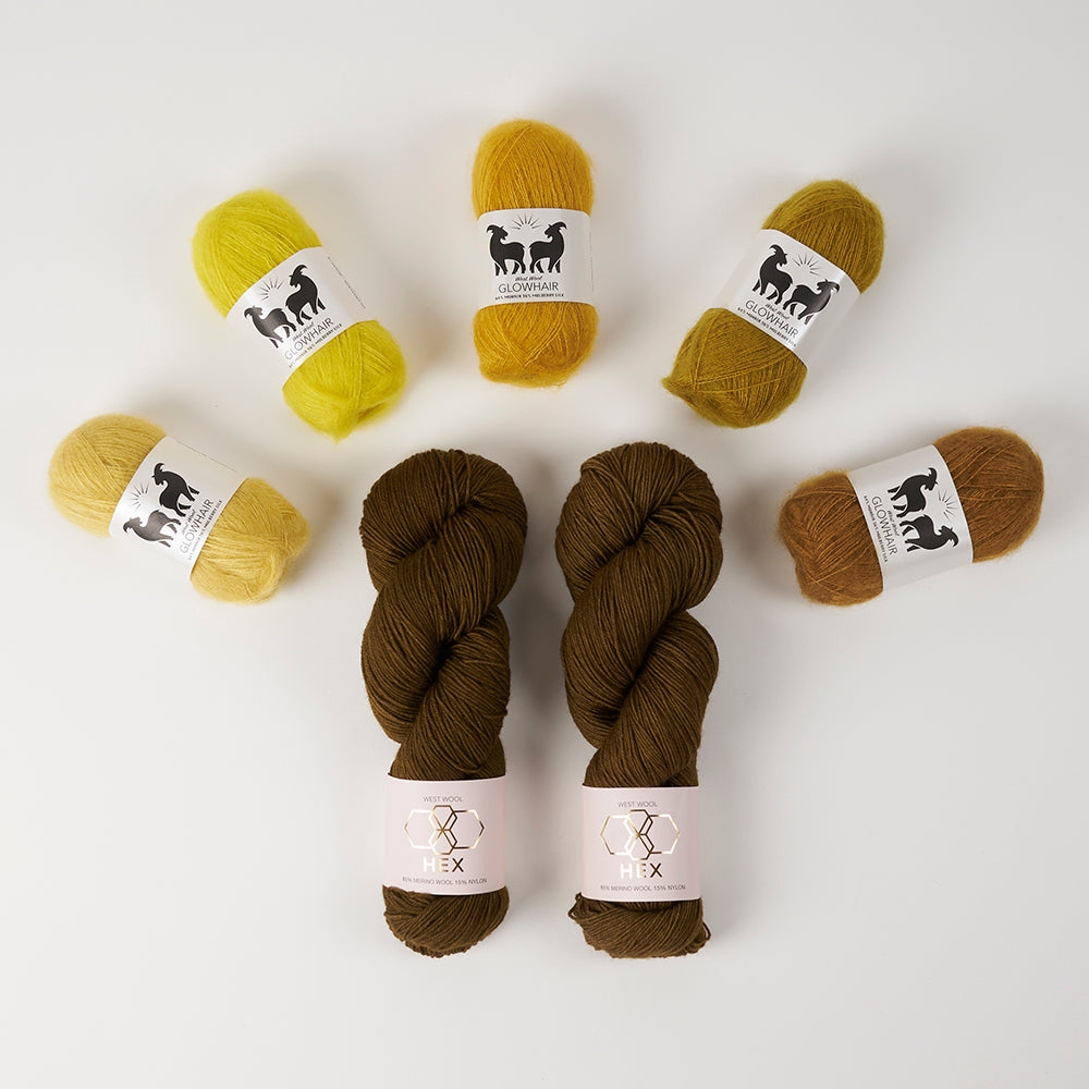 West Wool GLOW ALONG 2026 - GLOWING BANANAS Mohair Silk Merino wool Nylon Mixed Weight Quick Kits