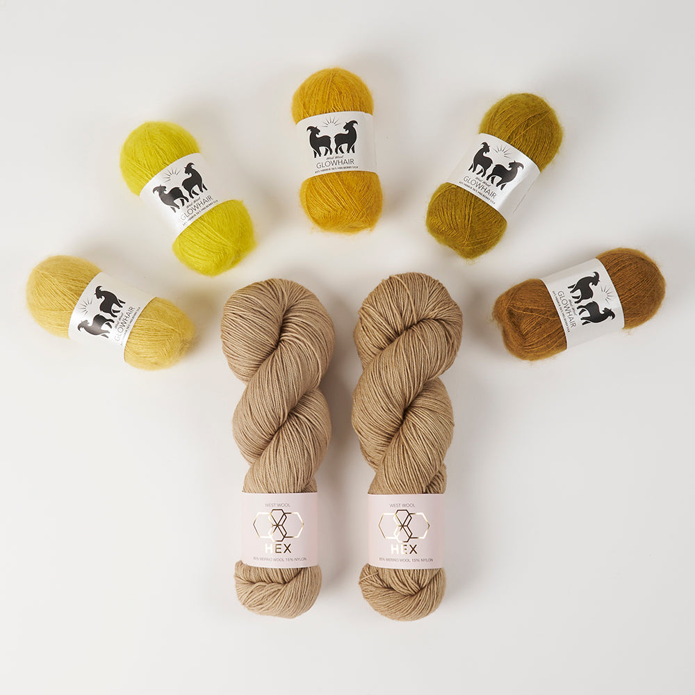 West Wool GLOW ALONG 2026 - GLOWING CASTLE Mohair Silk Merino wool Nylon Mixed Weight Quick Kits