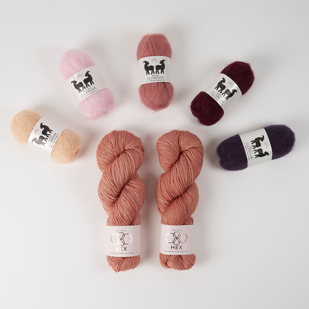 West Wool GLOW ALONG 2026 - GLOWING LIBRA Mohair Silk Merino wool Nylon Mixed Weight Quick Kits