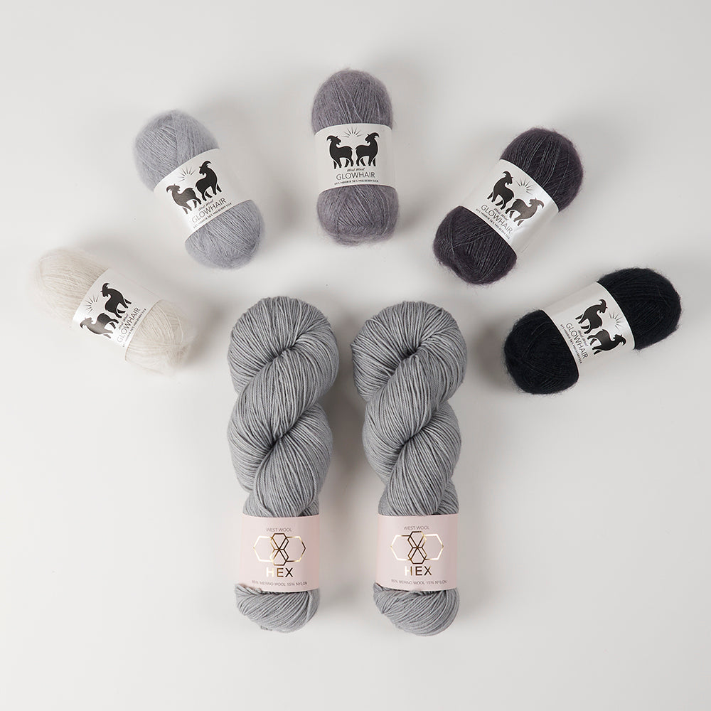 West Wool GLOW ALONG 2026 - GLOWING SKY Mohair Silk Merino wool Nylon Mixed Weight Quick Kits