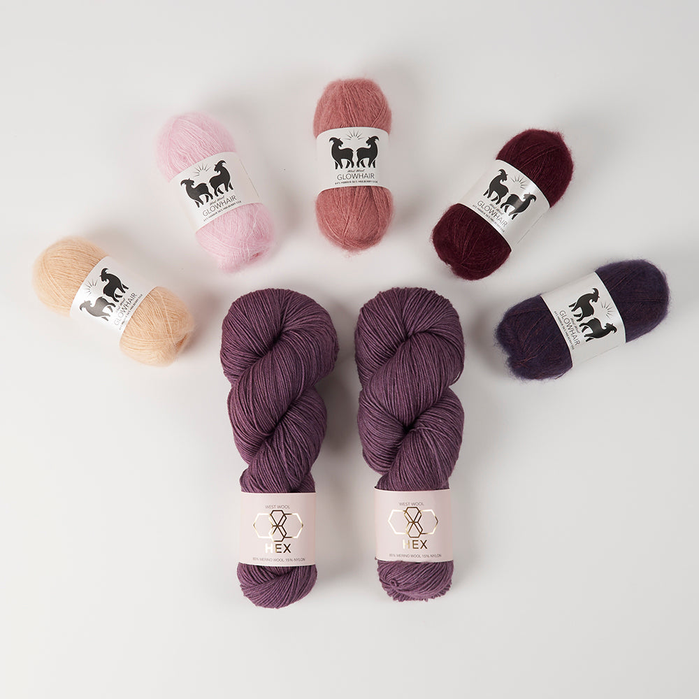 West Wool GLOW ALONG 2026 - GLOWING TARO Mohair Silk Merino wool Nylon Mixed Weight Quick Kits