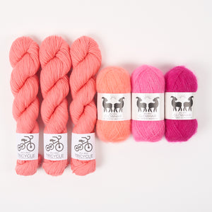 West Wool GLOWHAIR FROST COWL - FABULOUS FLAMINGO Mohair Silk Merino wool Lace Fingering pink fuchsia Westknits Kits