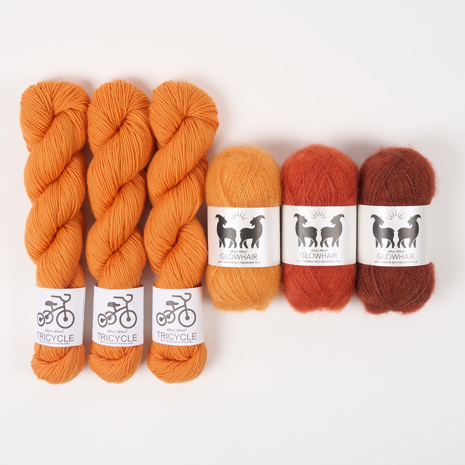 West Wool GLOWHAIR FROST COWL - TERRIFIC TANGERINE Mohair Silk Merino wool Lace Fingering orange Westknits Kits